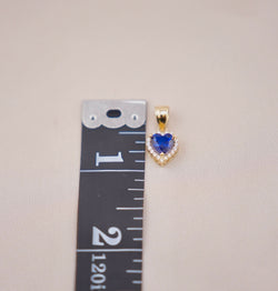 14k Gold Dark Blue Heart Chain Set