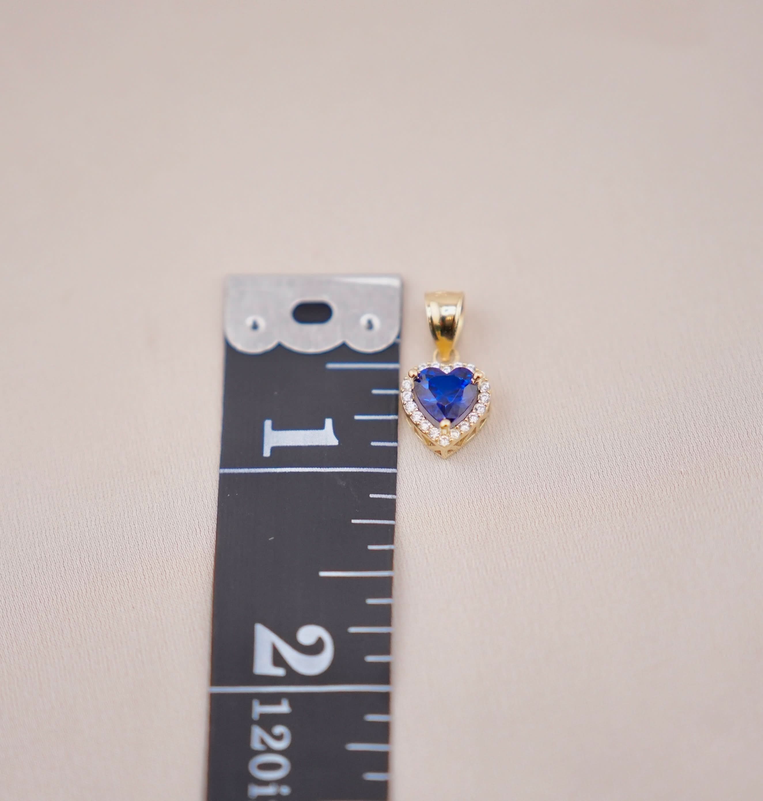 14k Gold Dark Blue Heart Chain Set