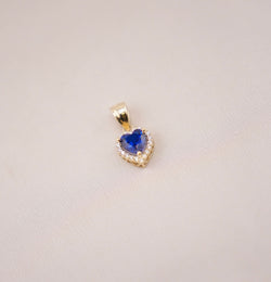 14k Gold Dark Blue Heart Pendant