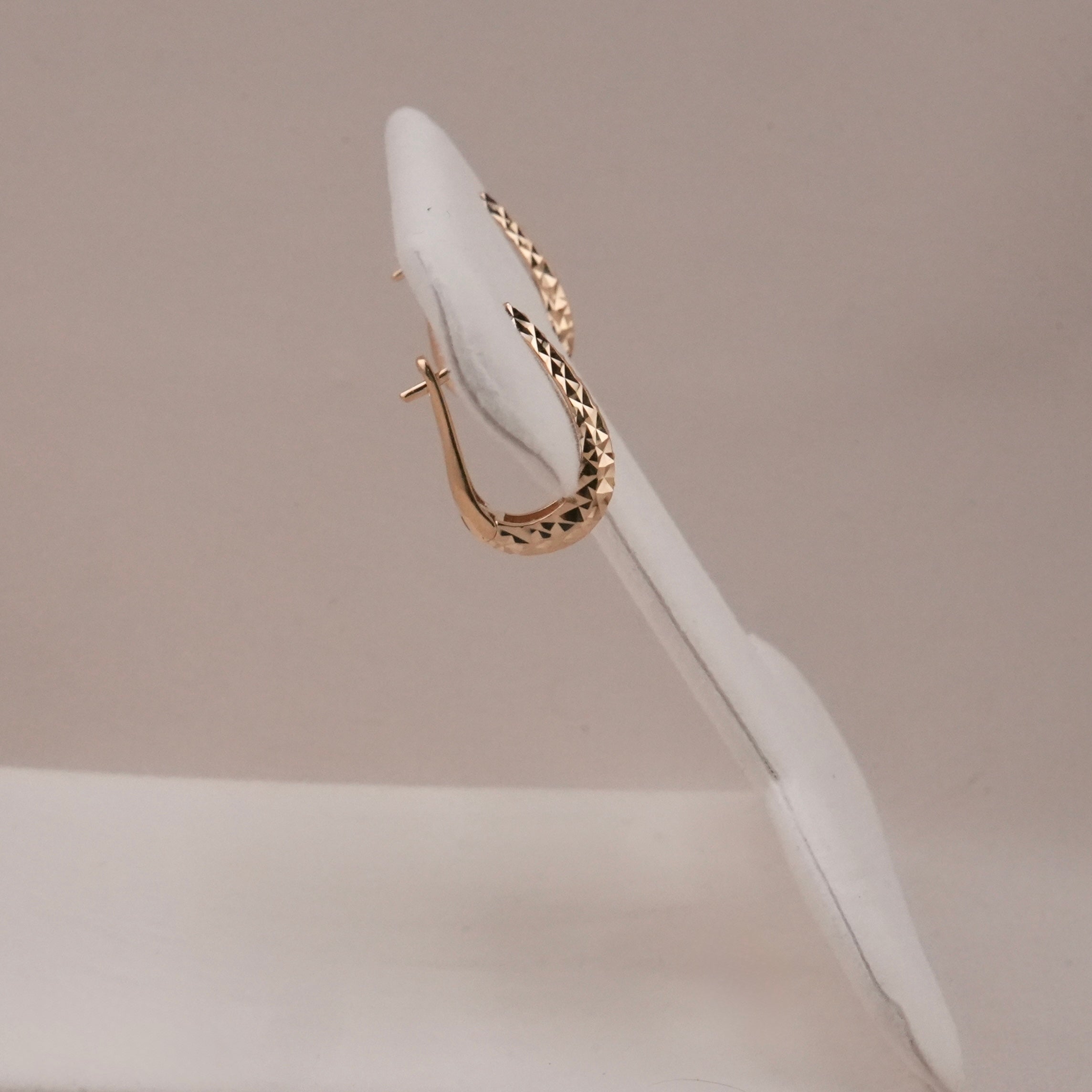 14k Gold Fancy Huggie Earrings