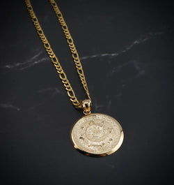 14k Gold Aztec Calendar Chain Set