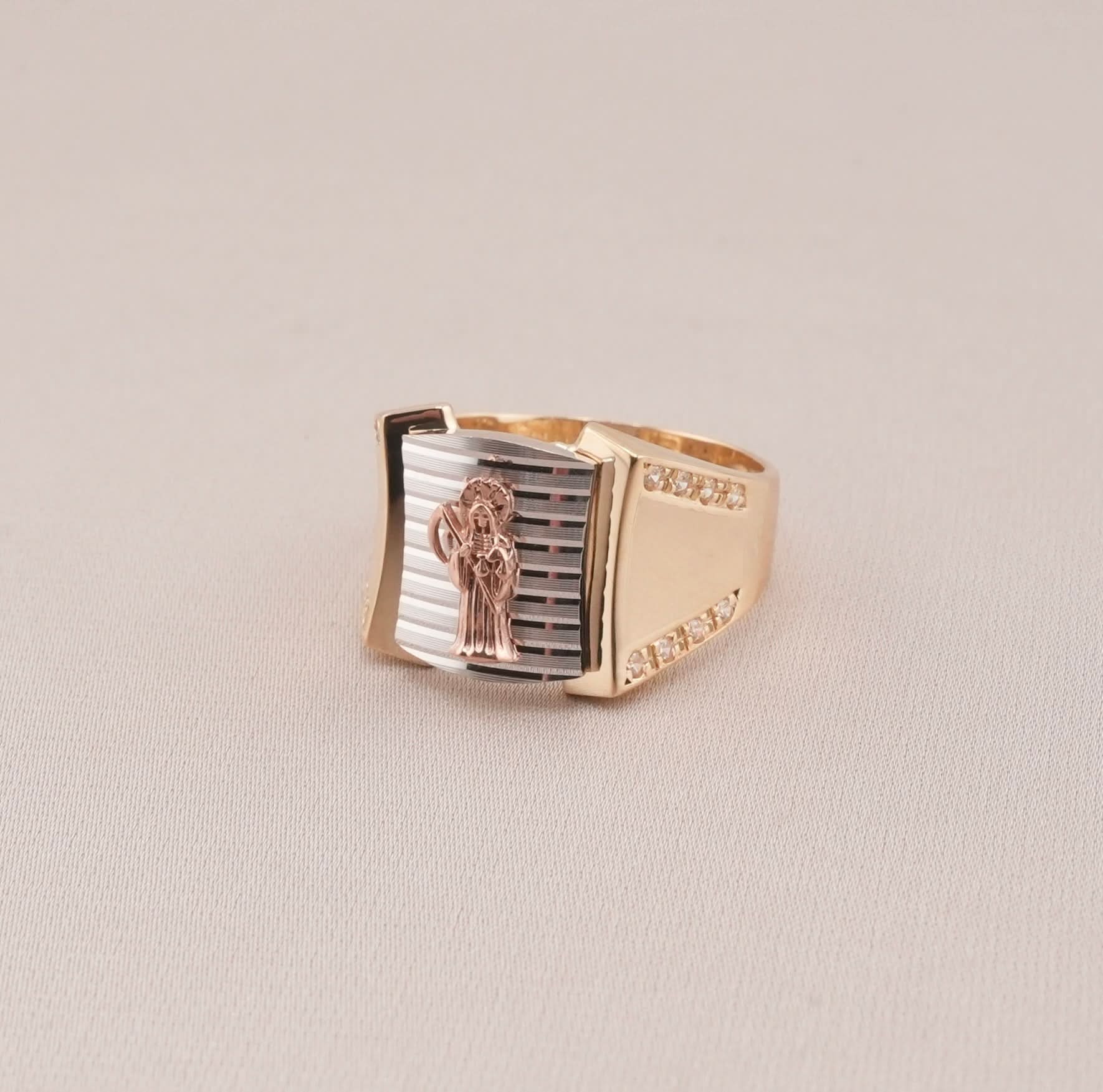 14K Gold Santa Muerte Men's Ring