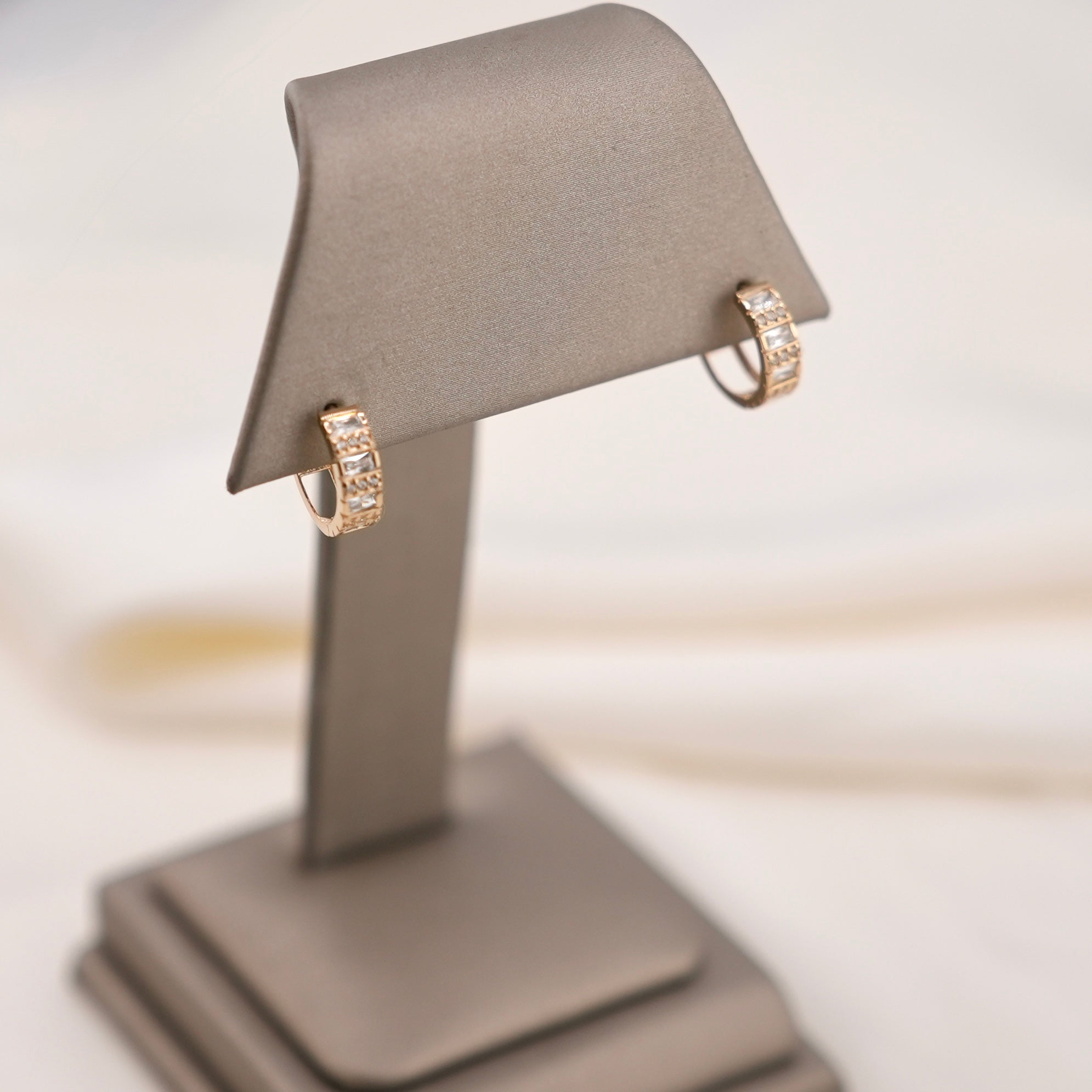 14k Gold Cz Huggie Earrings