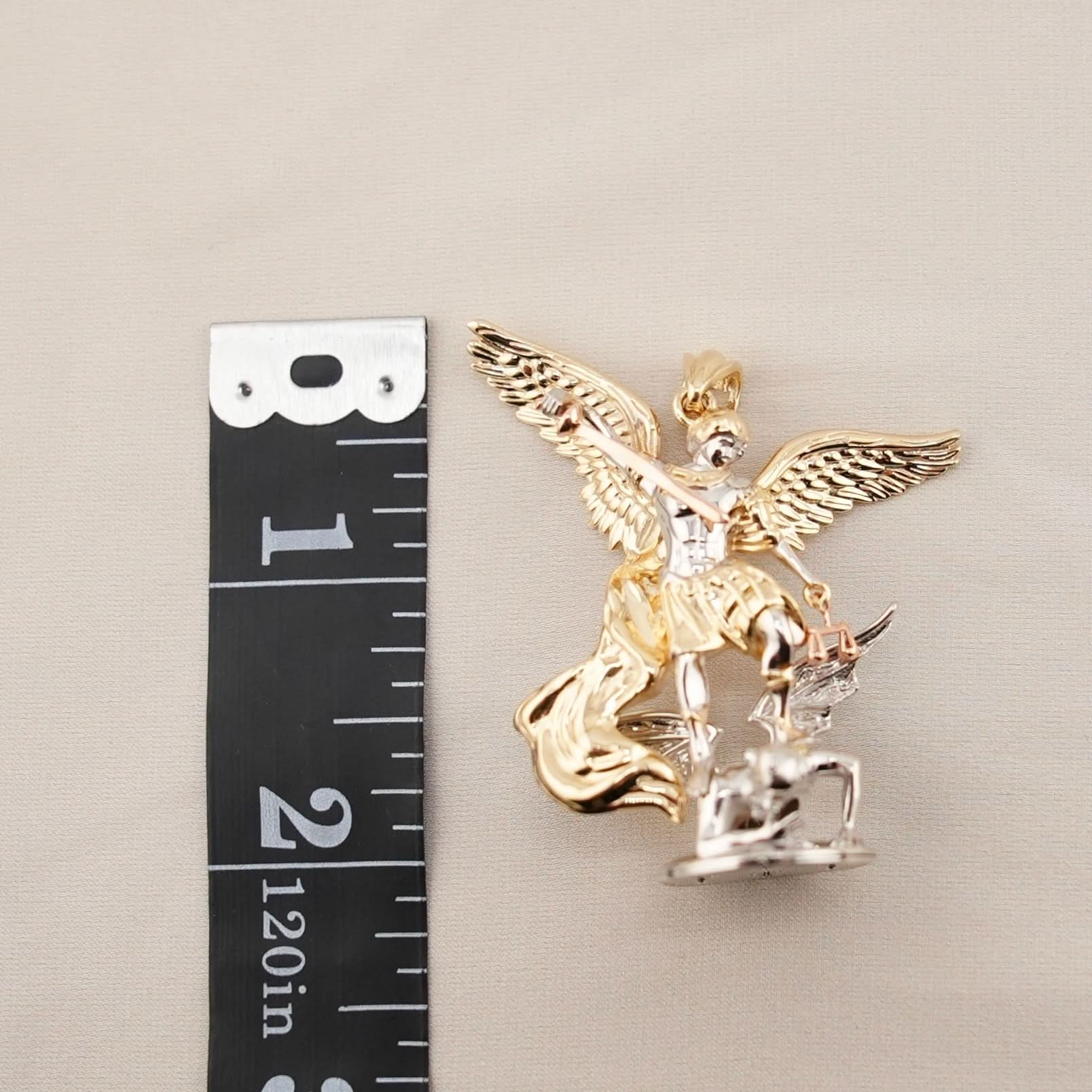 14k Gold Large Saint Michael Archangel Chain Set