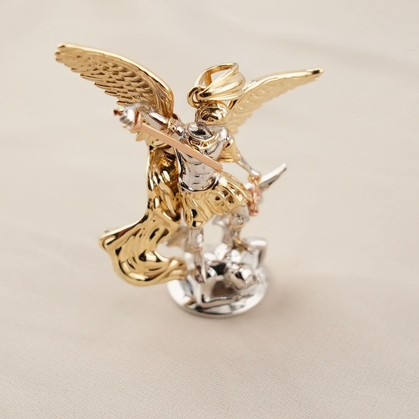 14k Gold Large Saint Michael Archangel Pendant