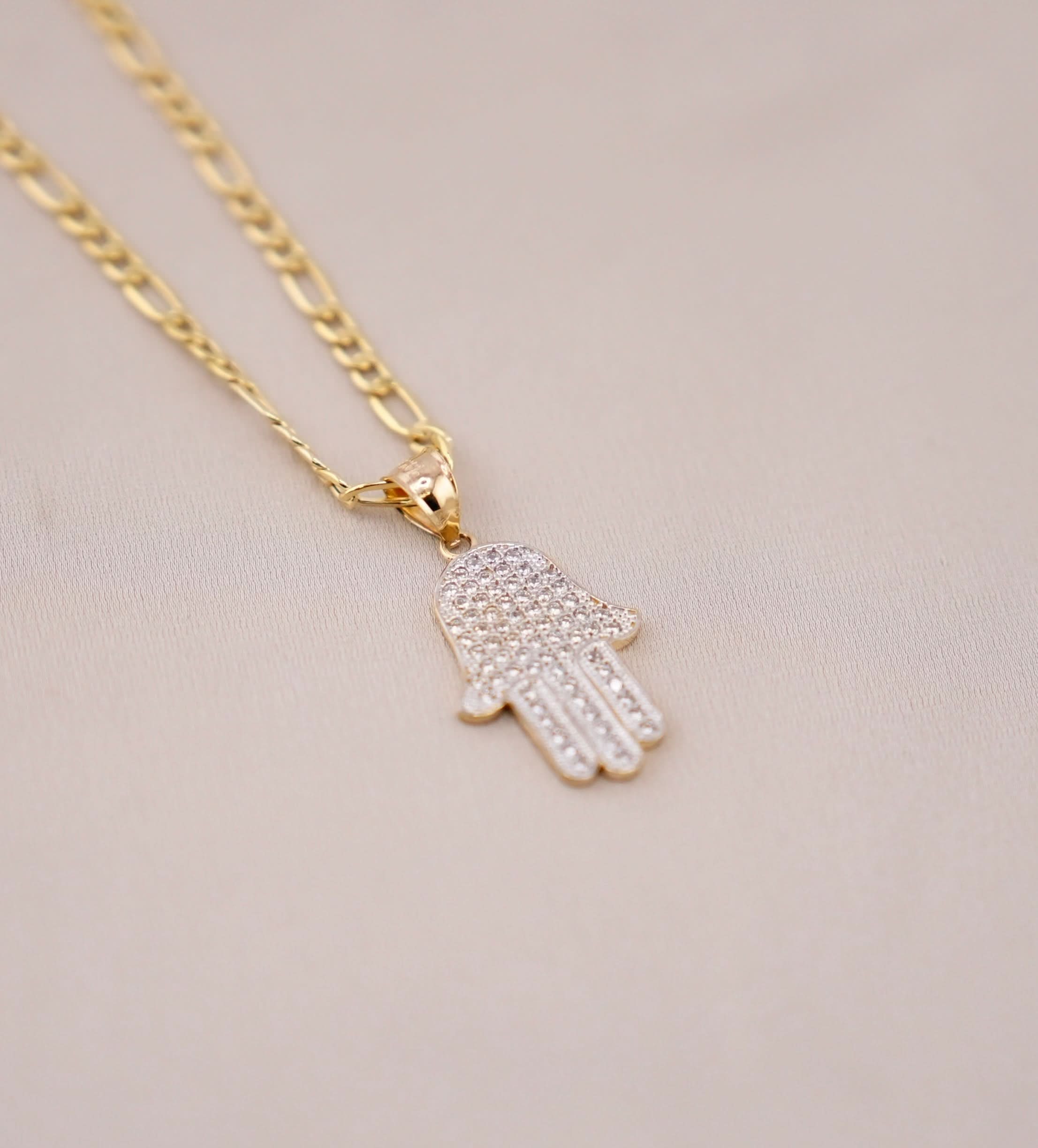 Hamsa Rope Chain 14k Gold Medium Hamsa Chain Set