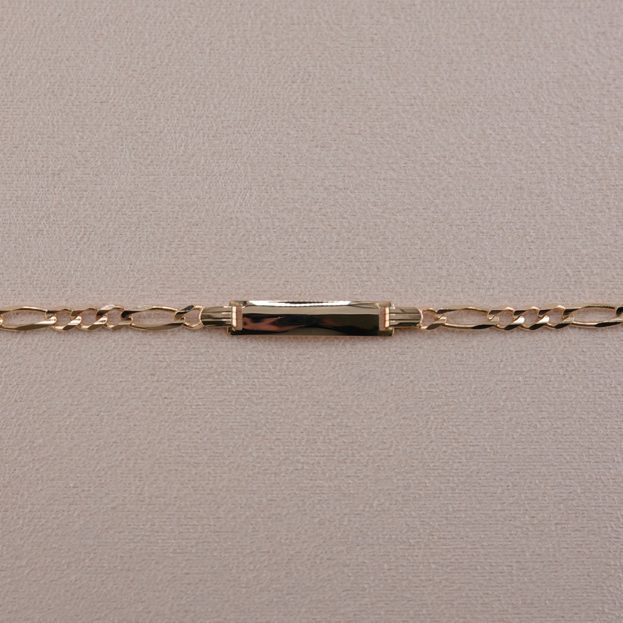 14k Gold Baby Solid Figaro ID Bracelet 3.9mm