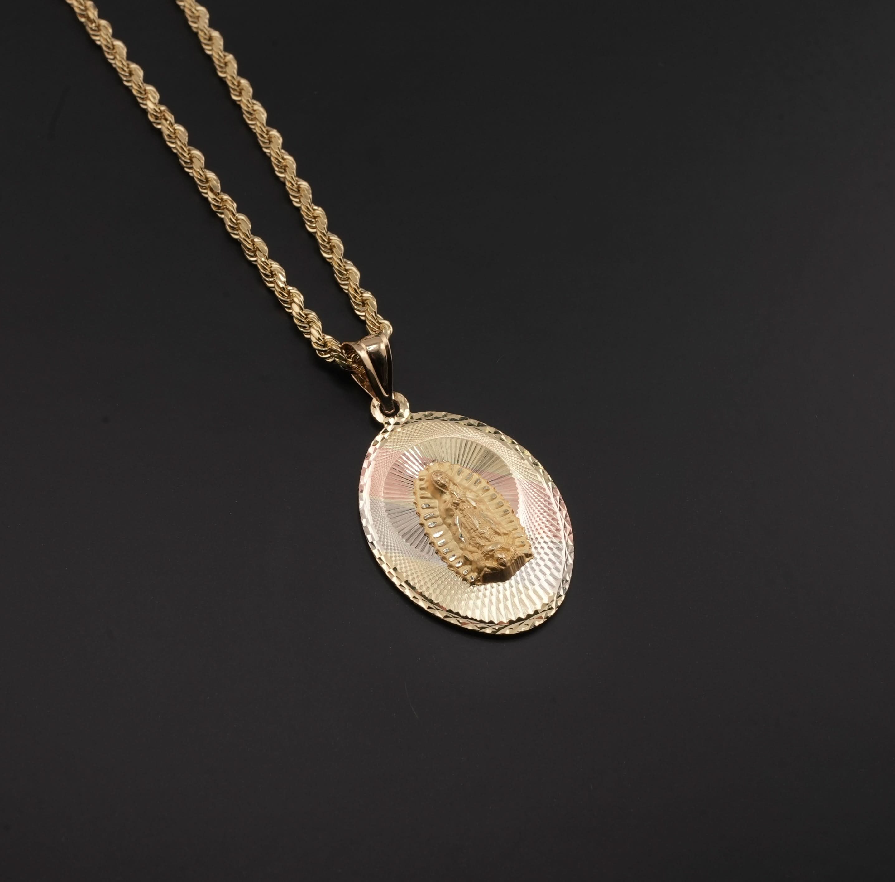 14k Gold Double Sided Virgencita & San Judas Chain Set