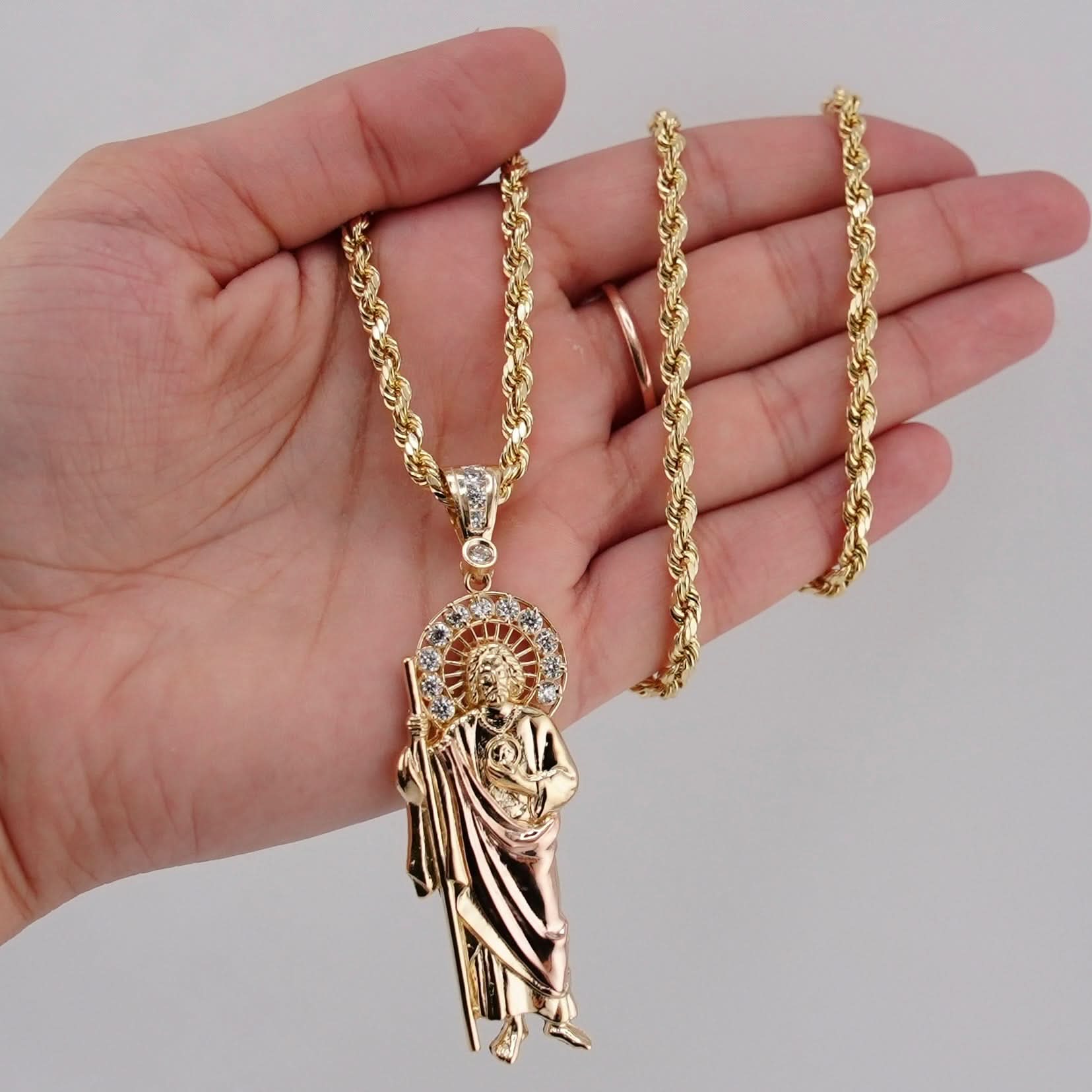14k Gold Large San Judas Chain Set