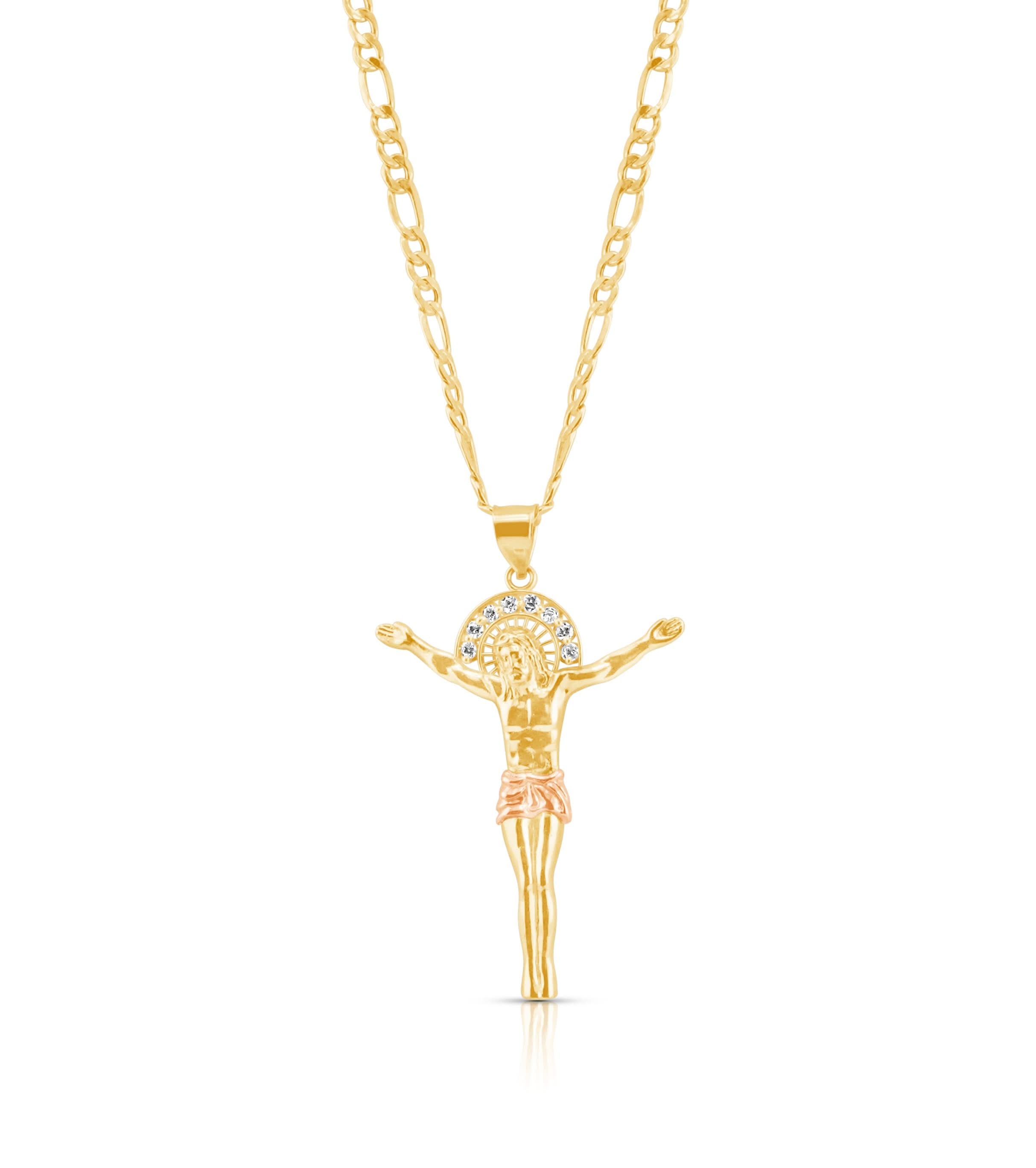 14k Gold Medium Jesus Pendant or Chain Set