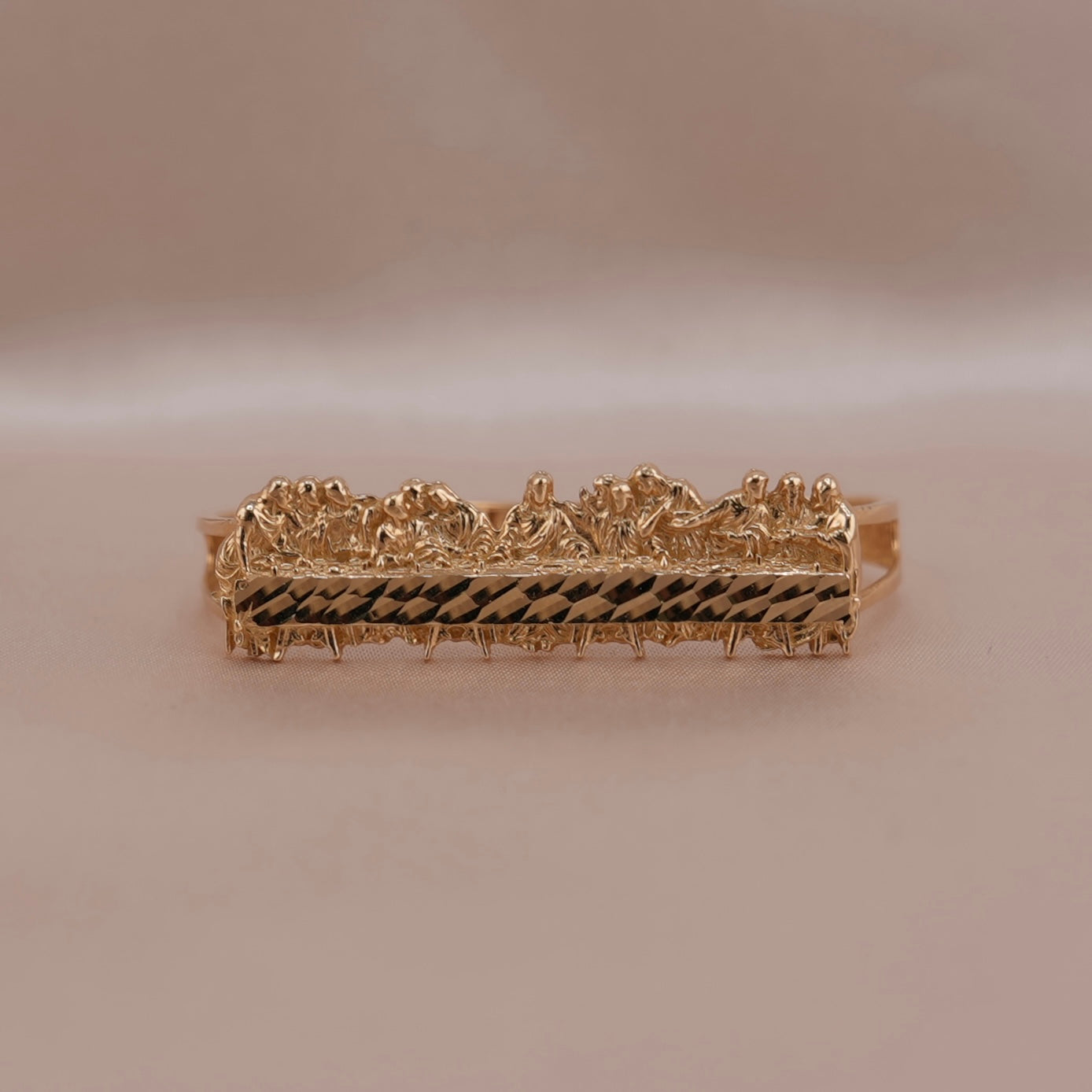 14k Gold Last Supper Two Finger Ring