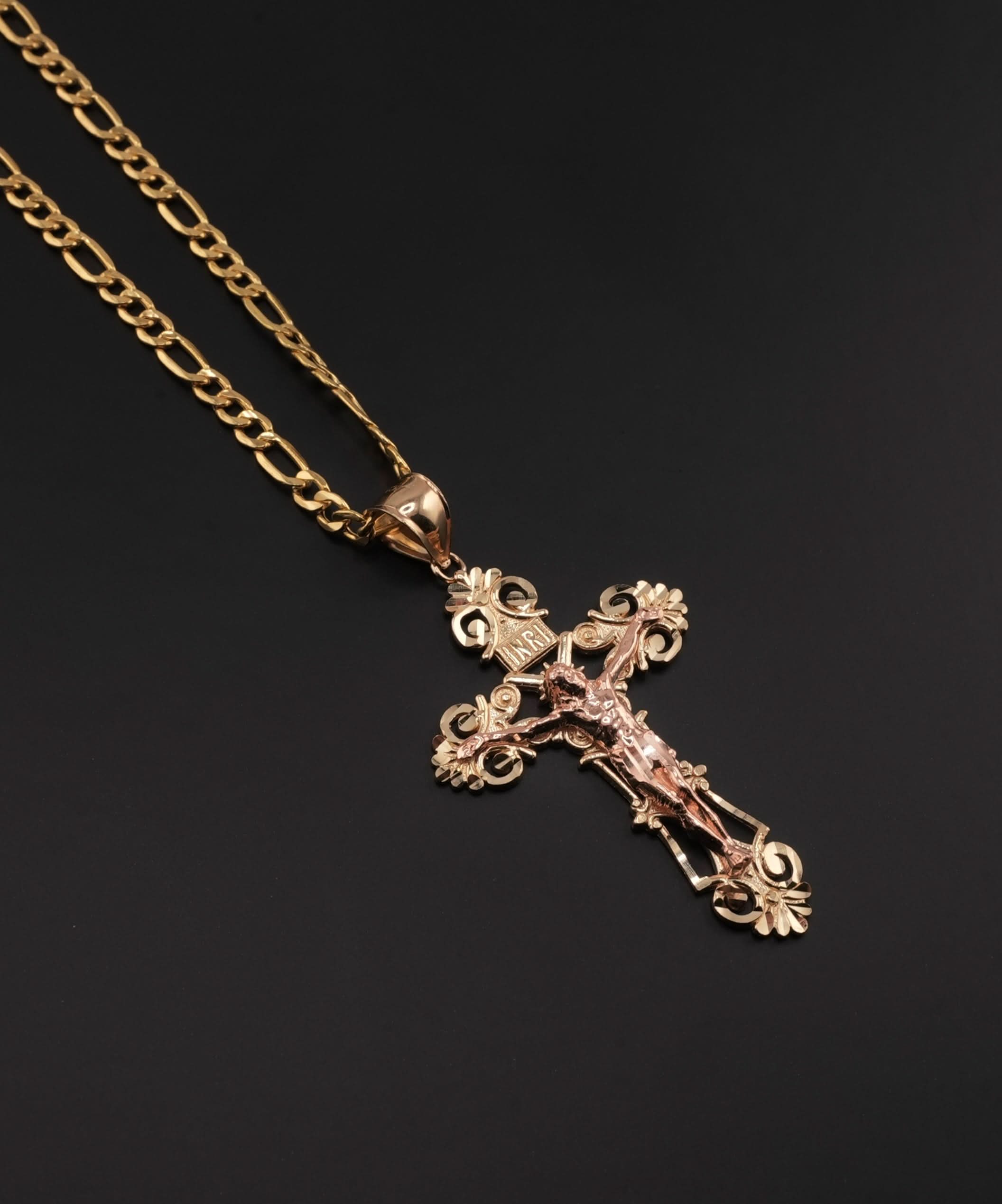 14K Gold Cross Chain Set