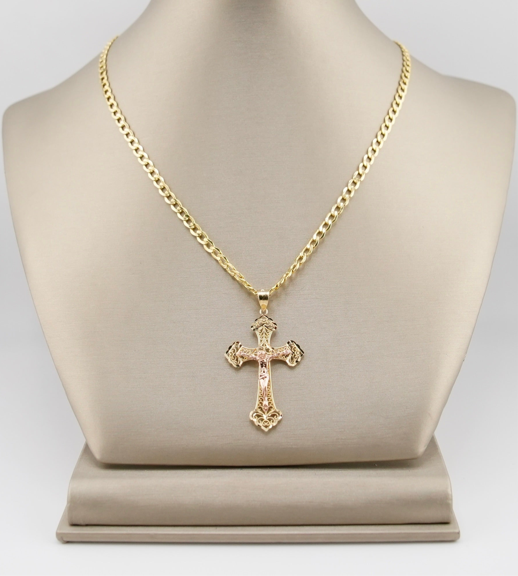 Offset Cross Chain 14k Gold Cross Chain Set