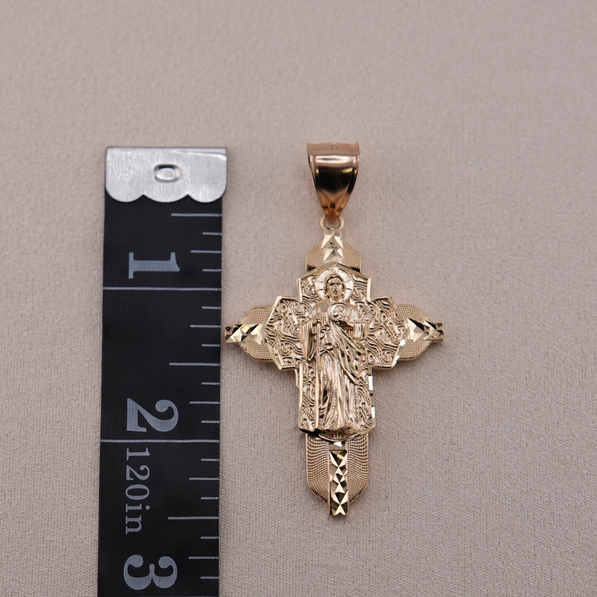 14k Gold Large San Judas Cross Pendant