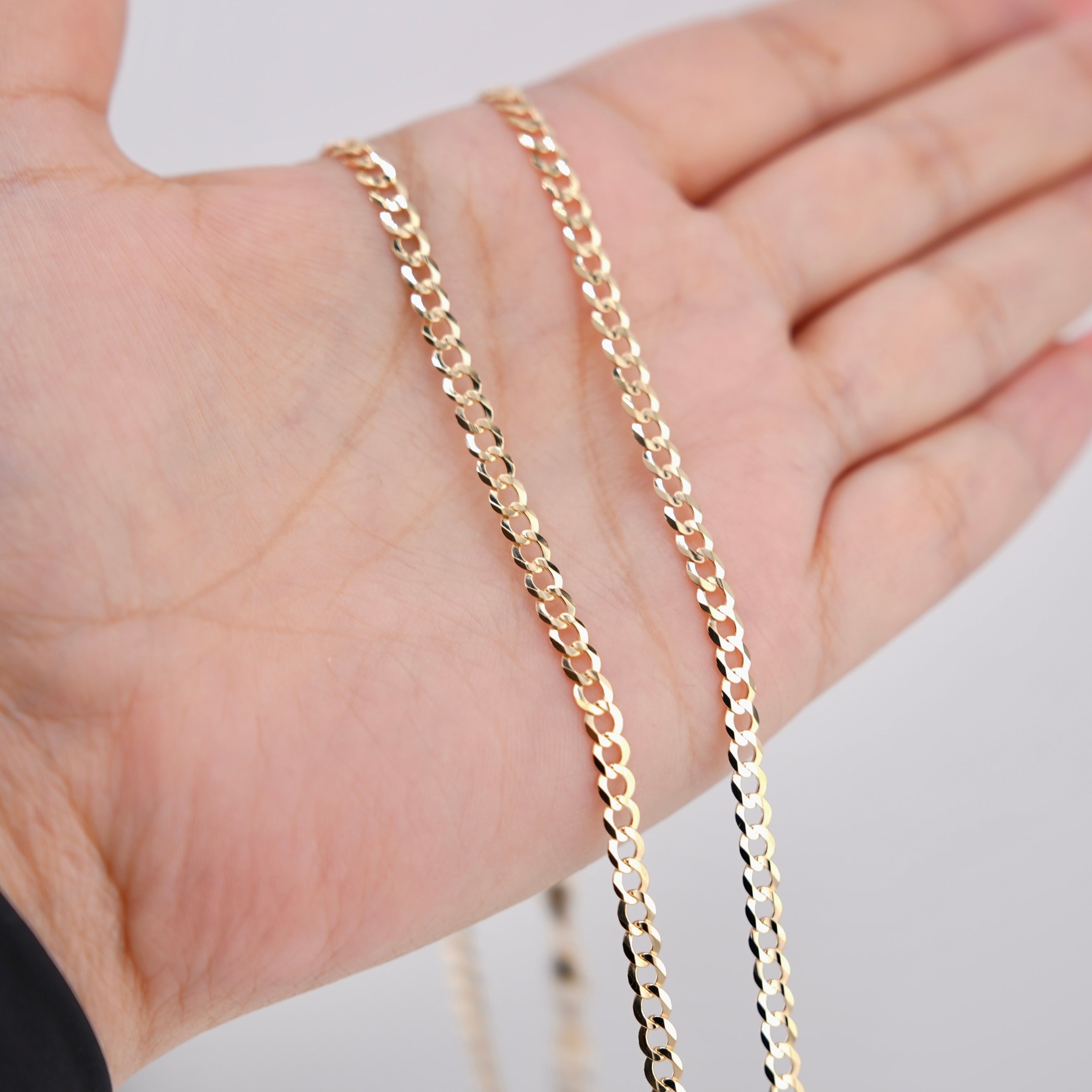 14k Gold Solid Curb Chain 3.5mm