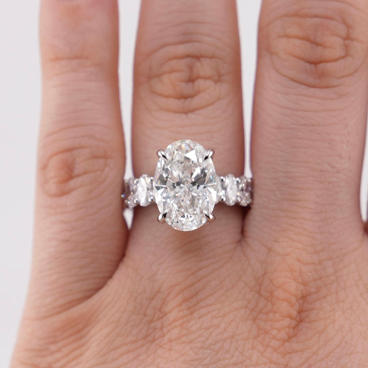 14k White Gold Oval Lab Diamond 5.17ct