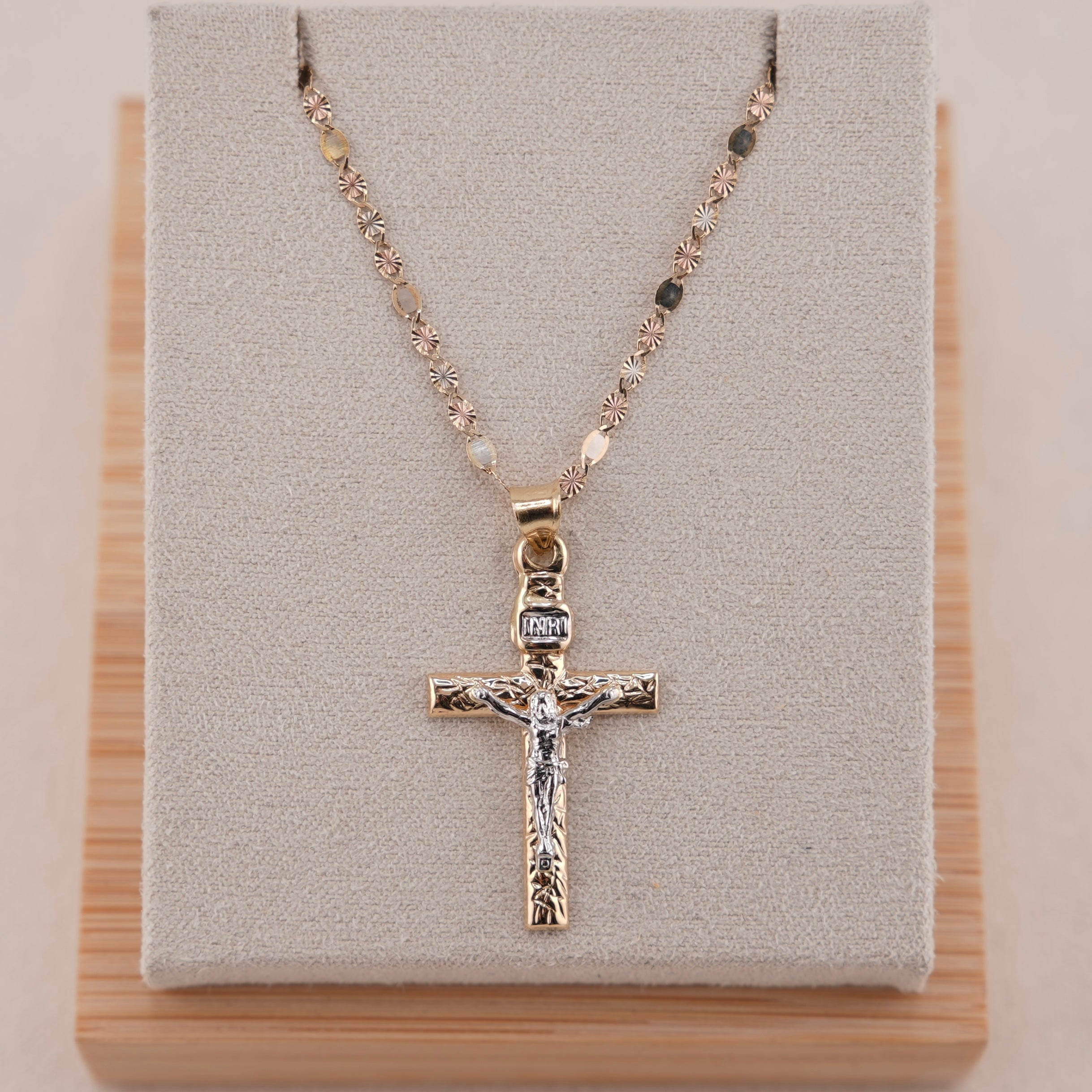 14k Gold Cross Chain Set