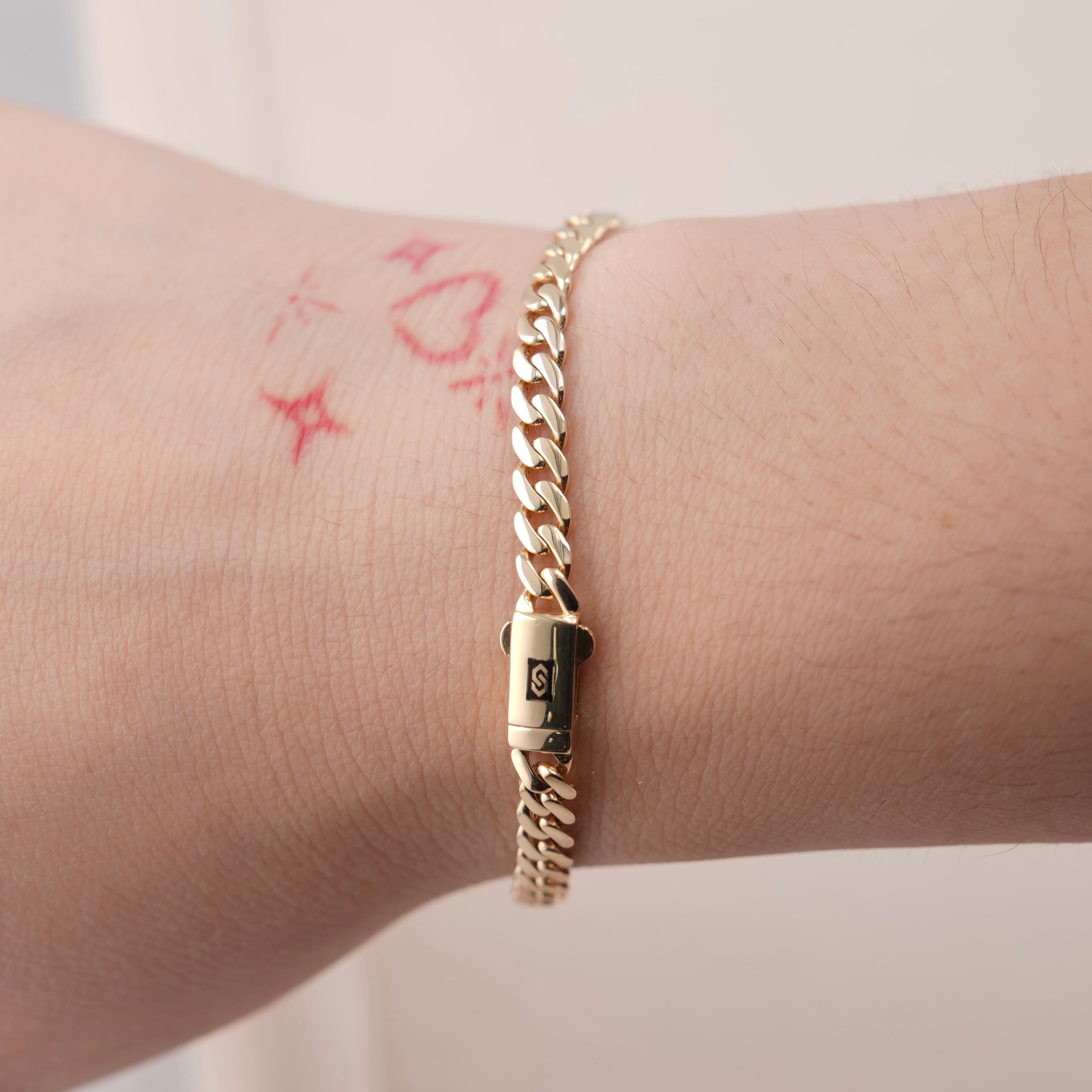 14k Gold Hollow Cuban Bracelet 4.5mm