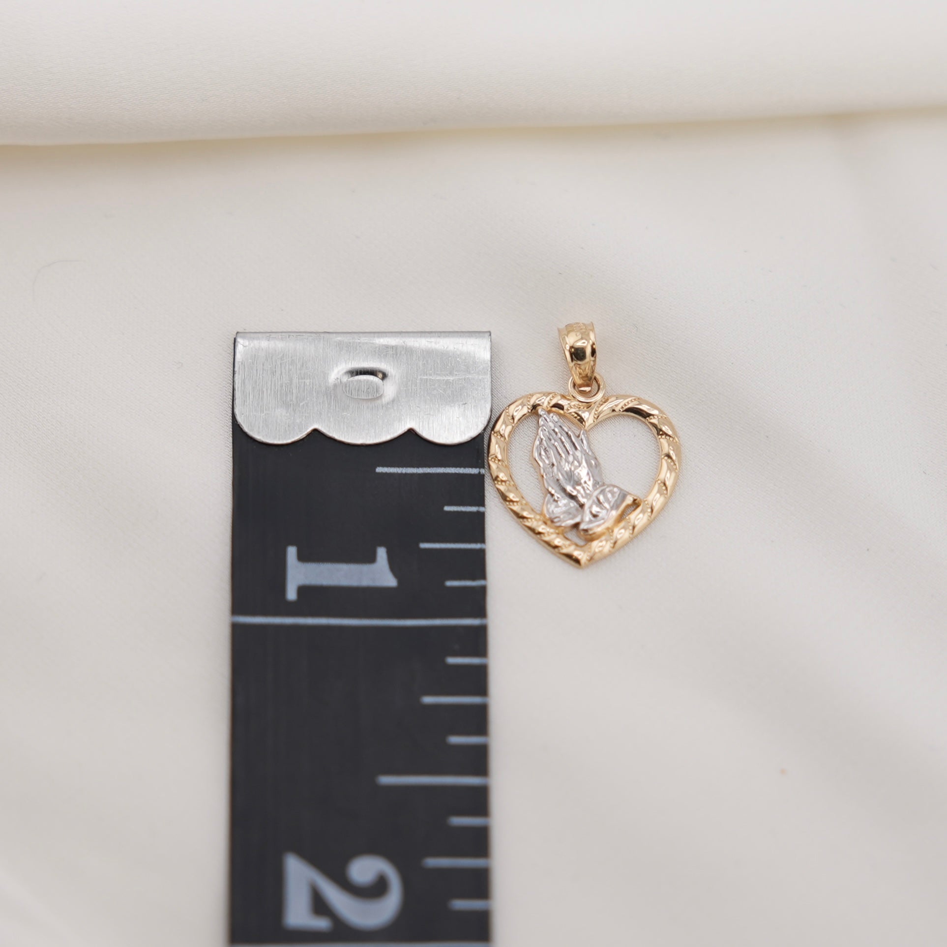 14k Gold Praying Hands Heart Chain Set