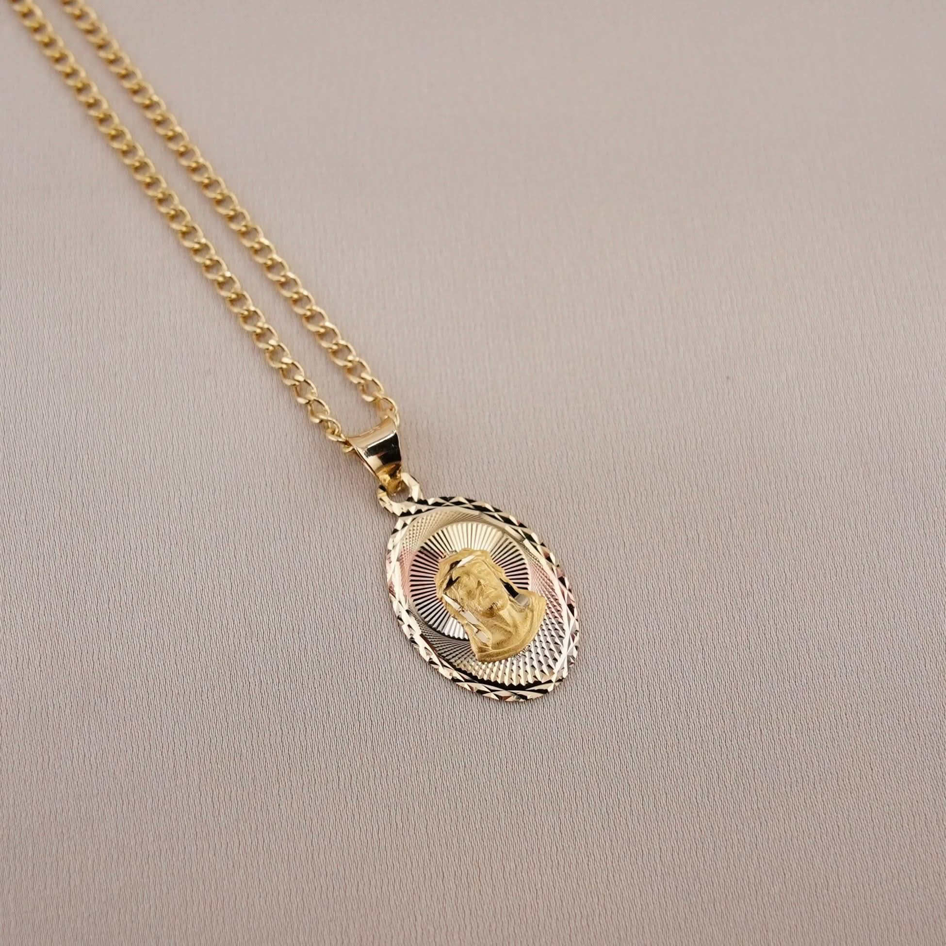 14k Gold Jesus Chain Set