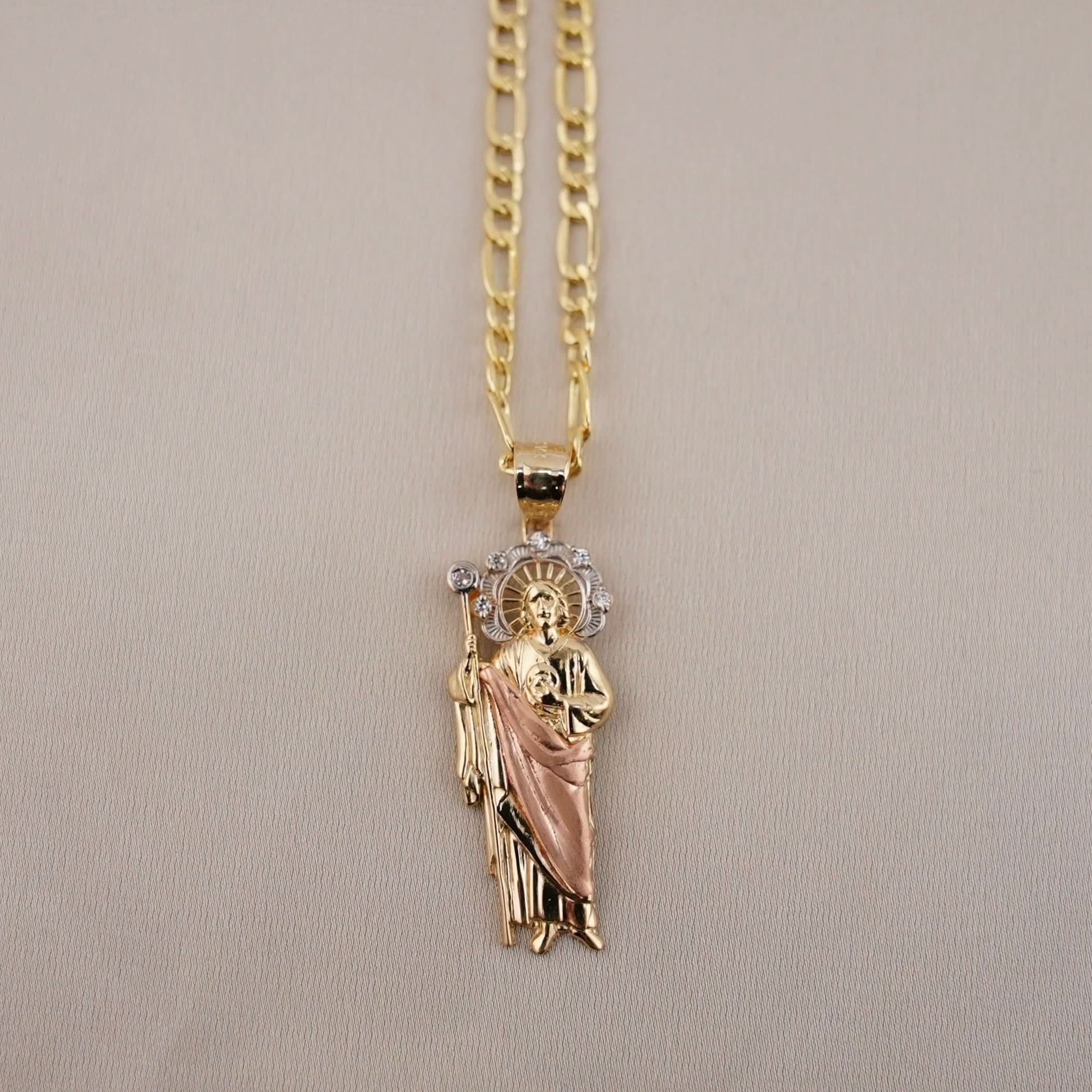 14k Gold Small San Judas Chain Set