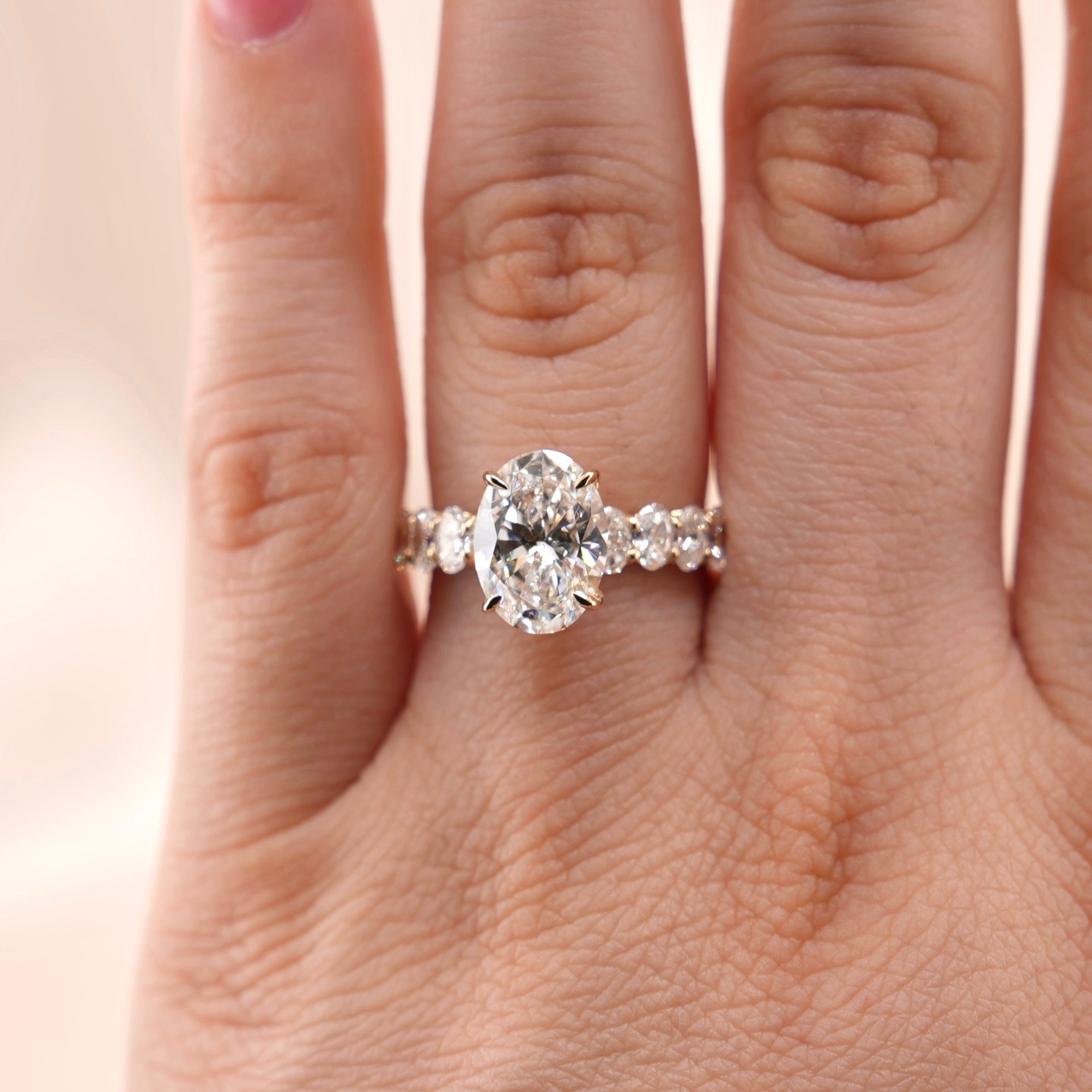 14k Gold Oval Lab Diamond Ring 3ct