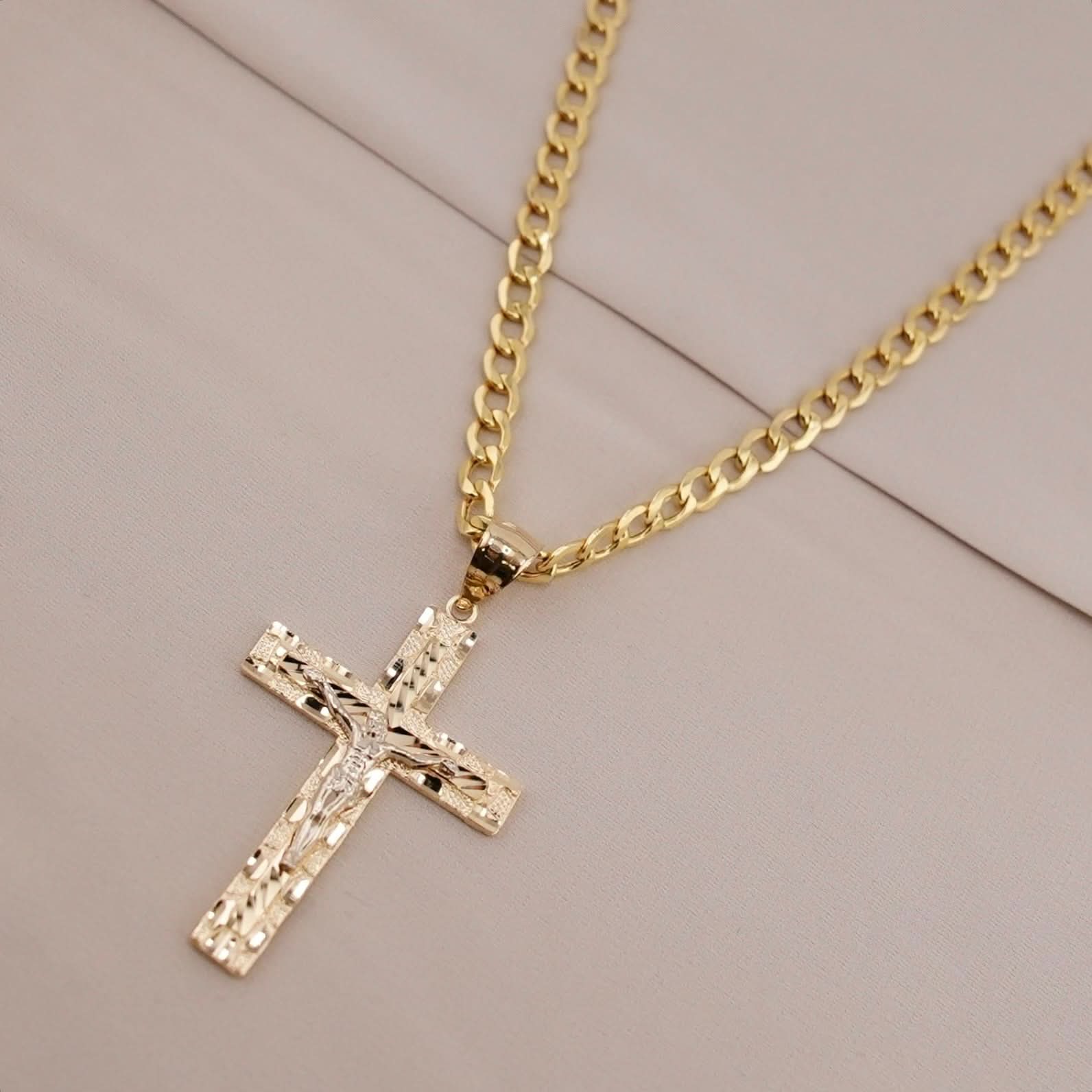 14k Gold Cross Chain Set