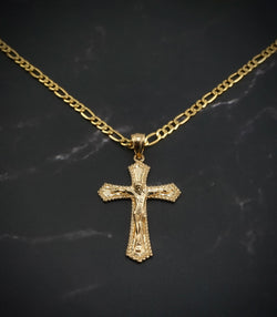 14k Gold Cross Pendant or Chain Set . PT-2182