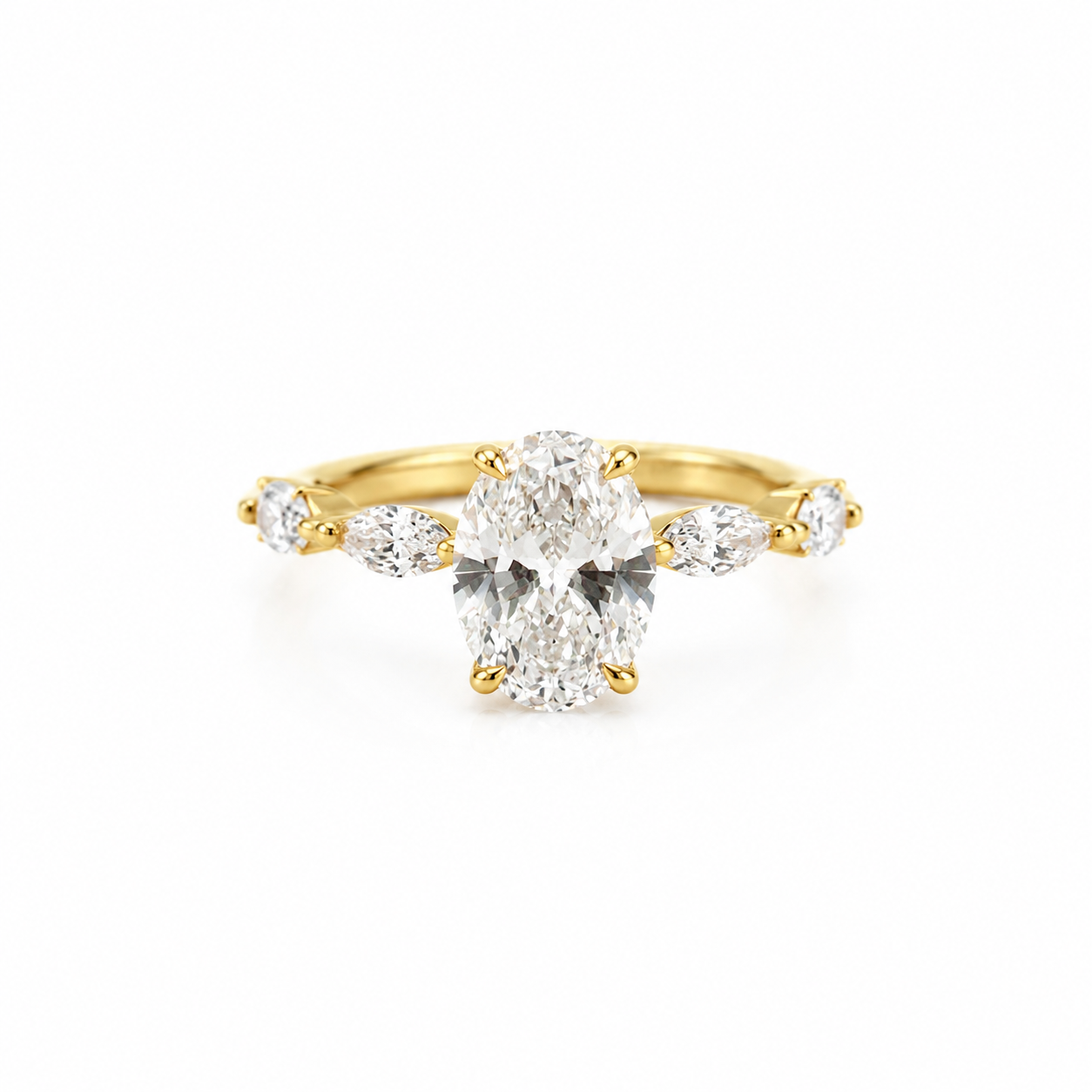 14k Gold Oval Lab Diamond Ring 2.02ct
