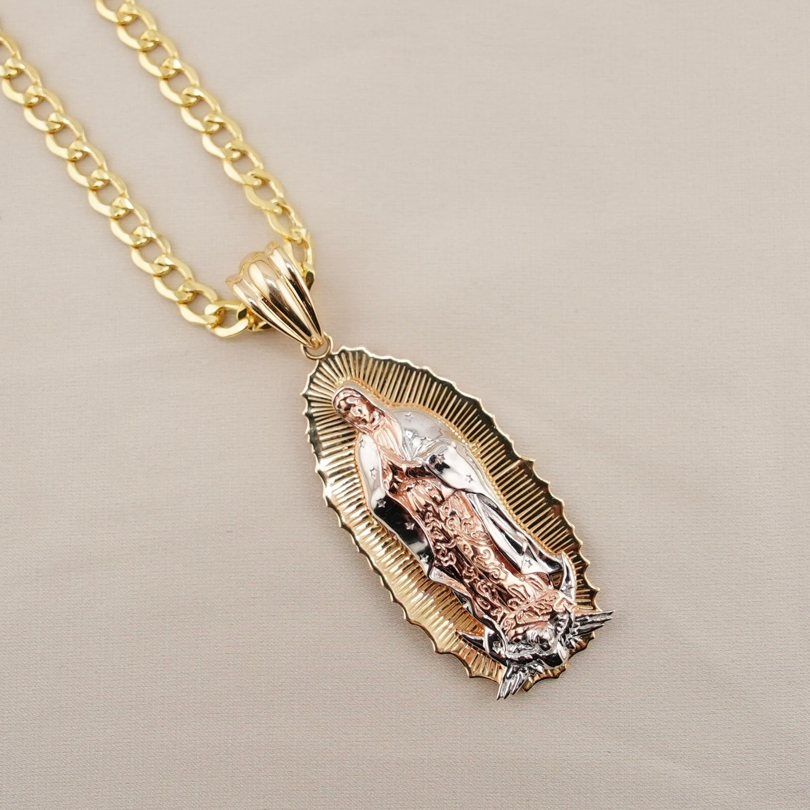 14k Gold XL Virgencita Chain Set