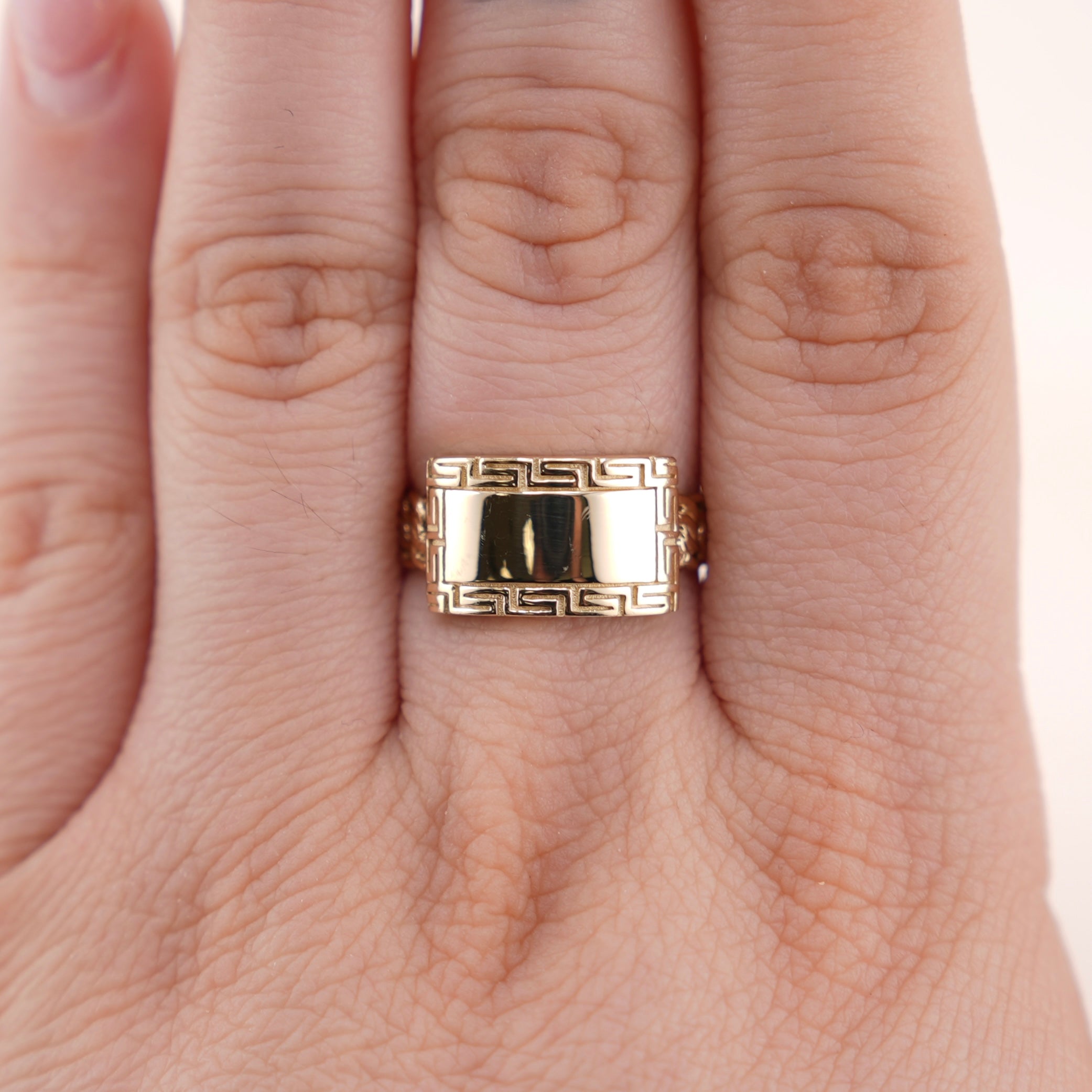 14k Gold Chino Link ID Ring