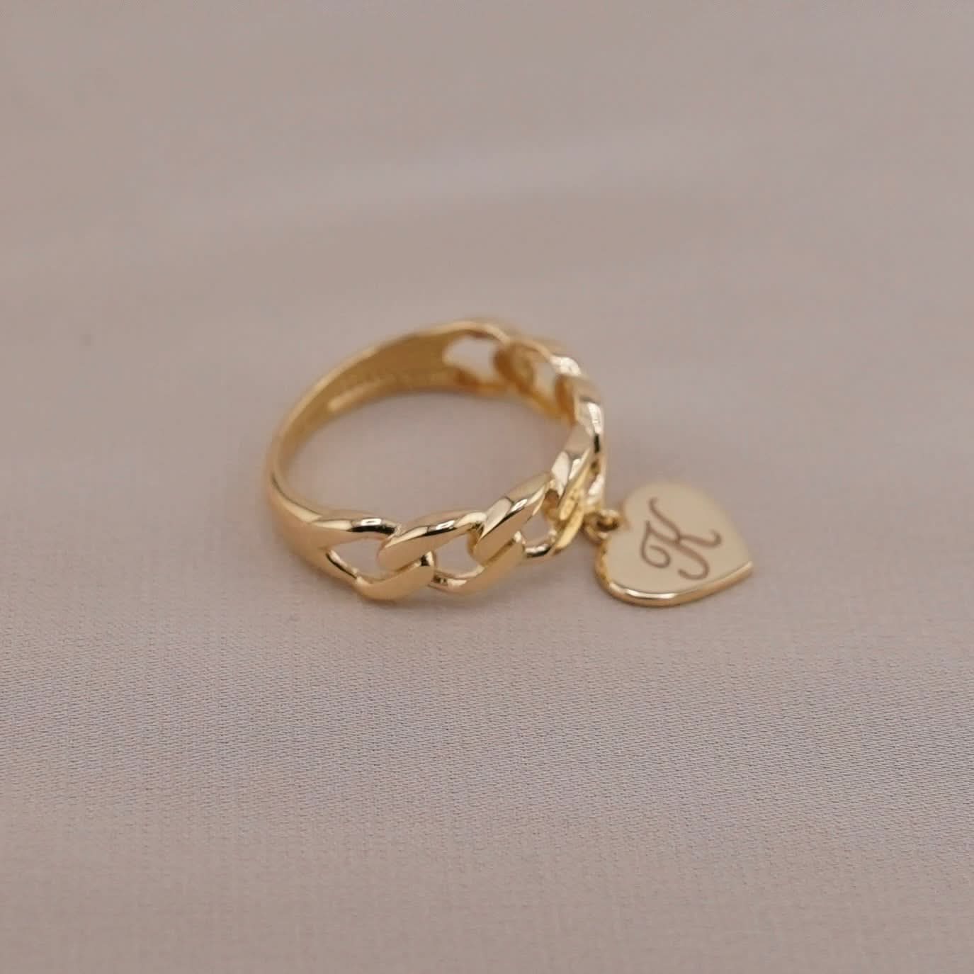 14k Gold Initial Cuban Ring
