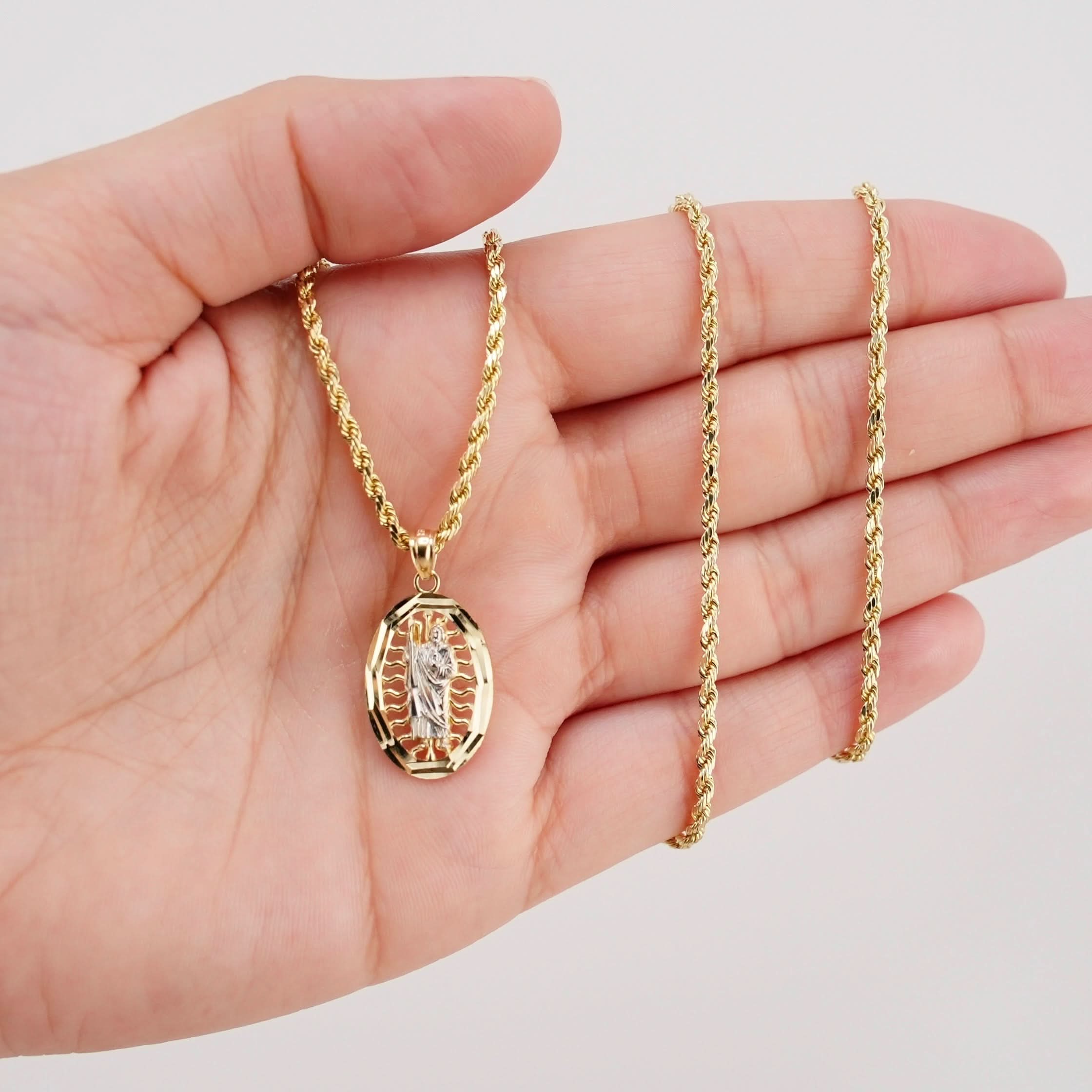 14k Gold San Judas Chain Set