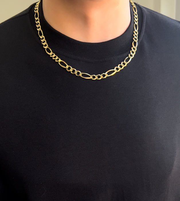 10k Gold Solid Figaro Chain 8mm
