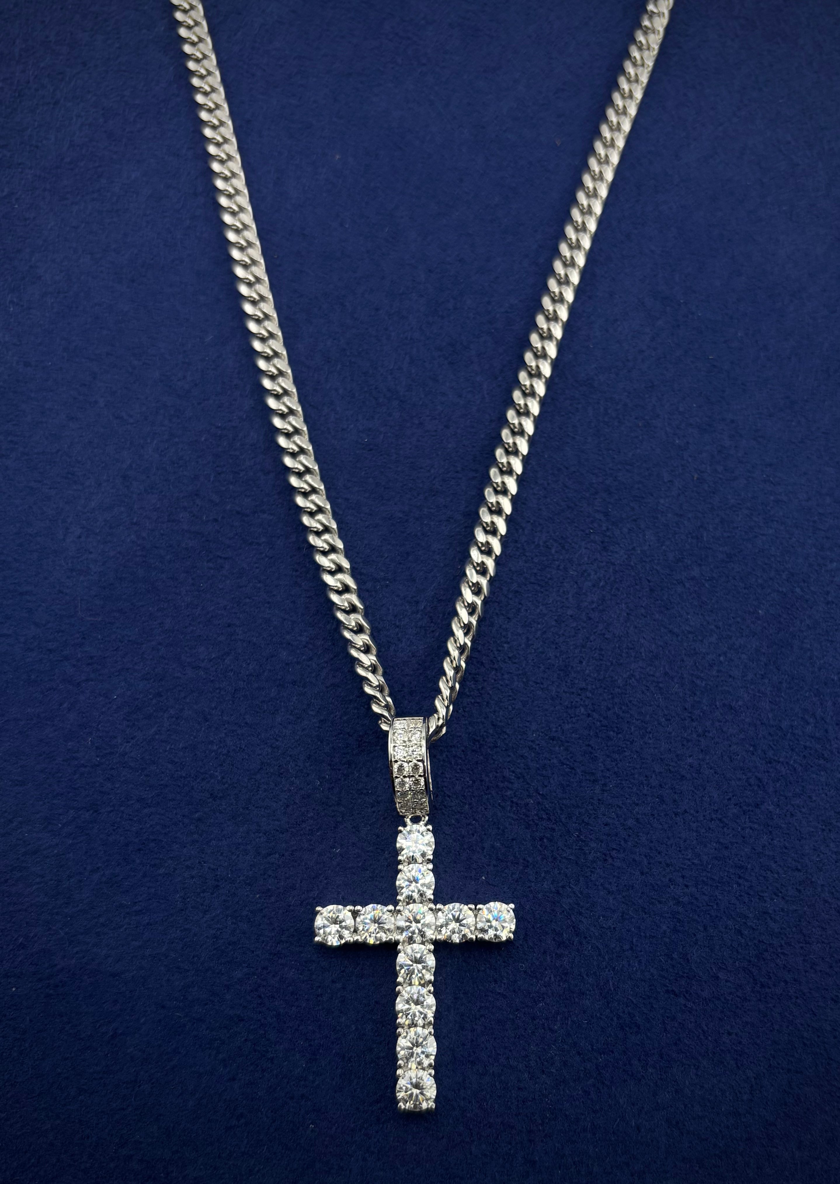 Silver 925 Moissanite Cross Chain Set