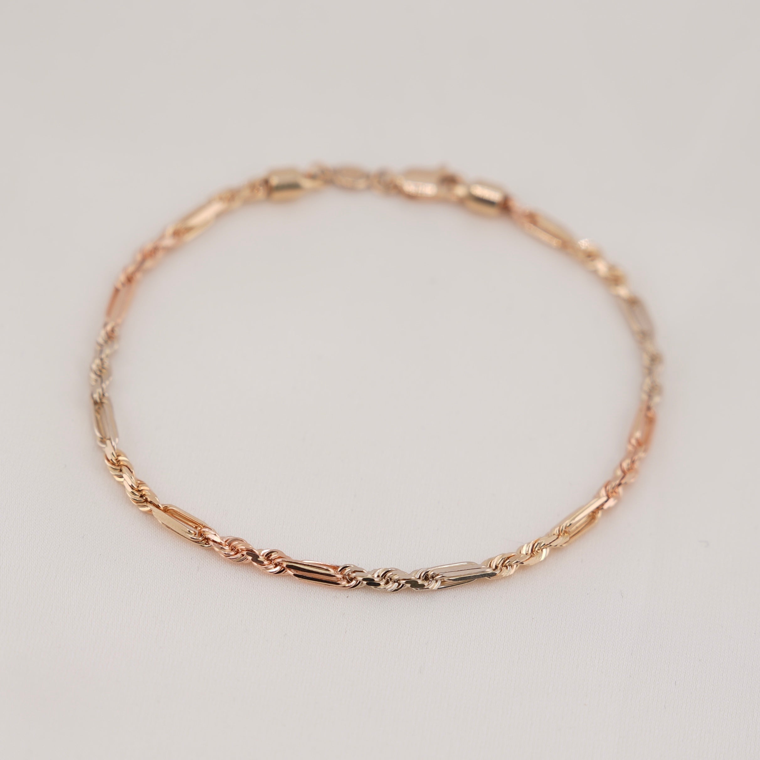 14k Gold Solid 3 Tone Milano Bracelet 2.7mm