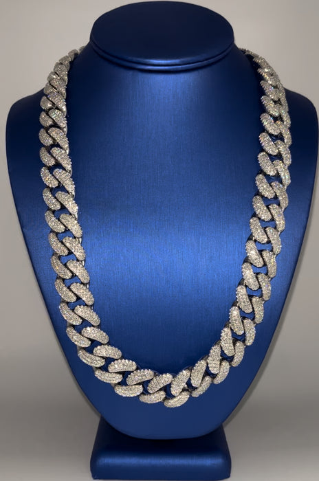 18mm Moissanite Cuban chain Silver .925 [ custom made . 3-4 weeks to make ]