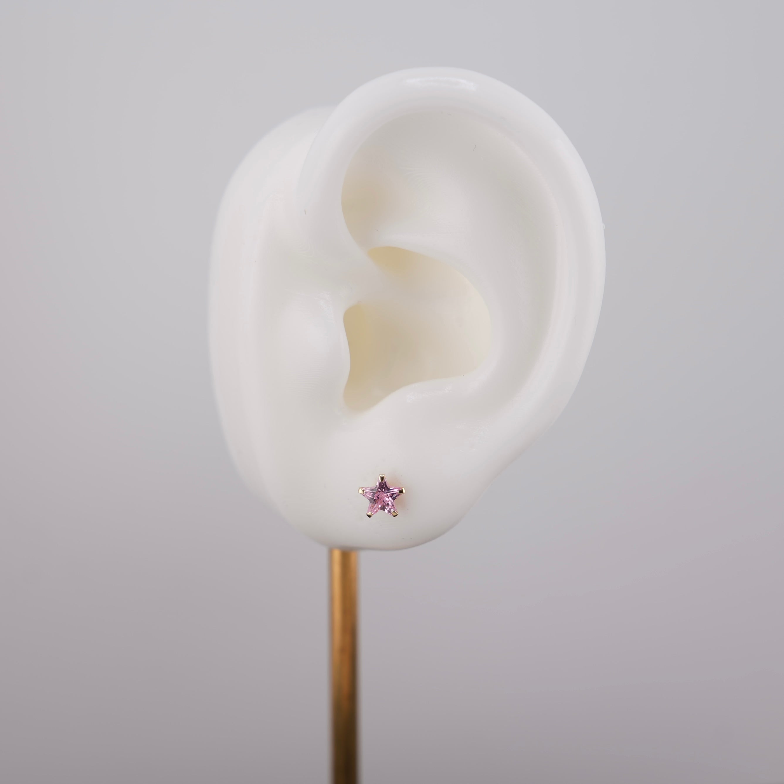 14k Gold Pink Star Earrings