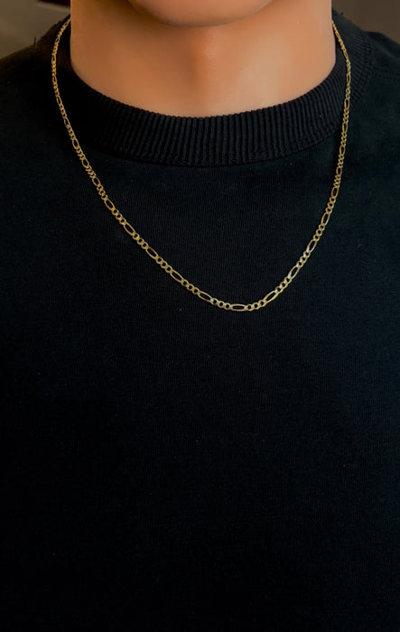 10k Gold Solid Figaro Chain 3mm