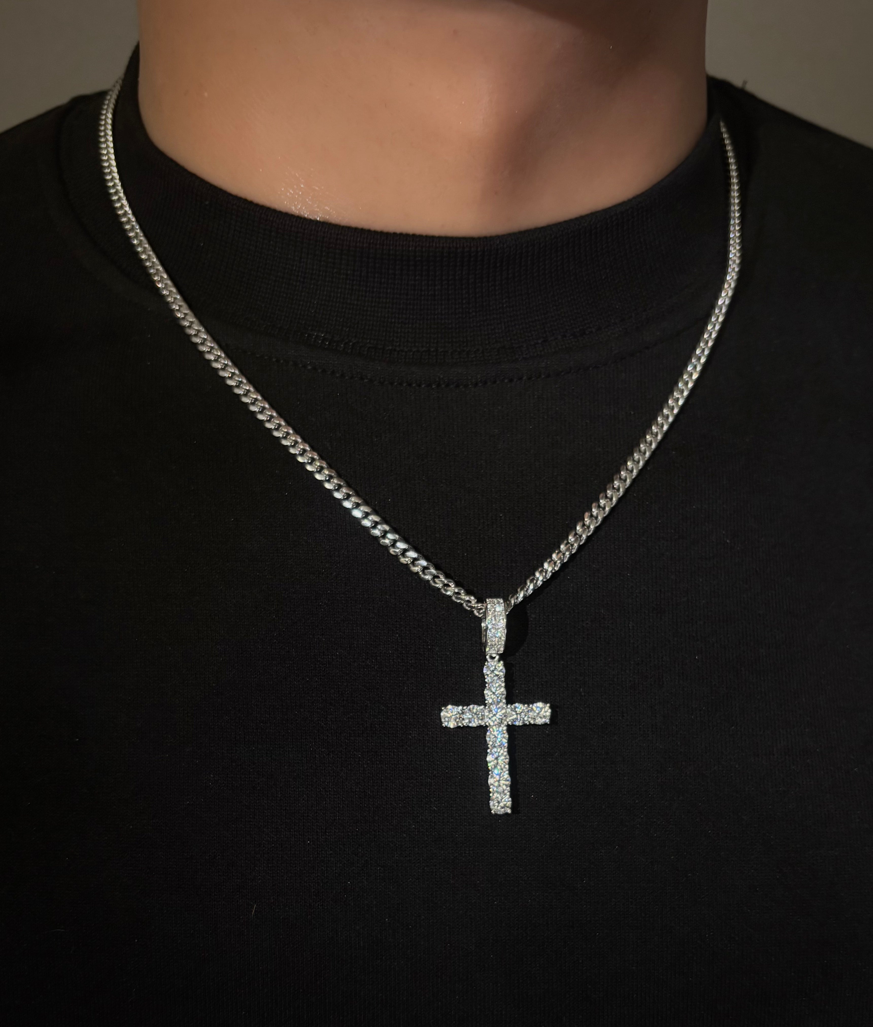 Silver 925 Moissanite Cross Chain Set
