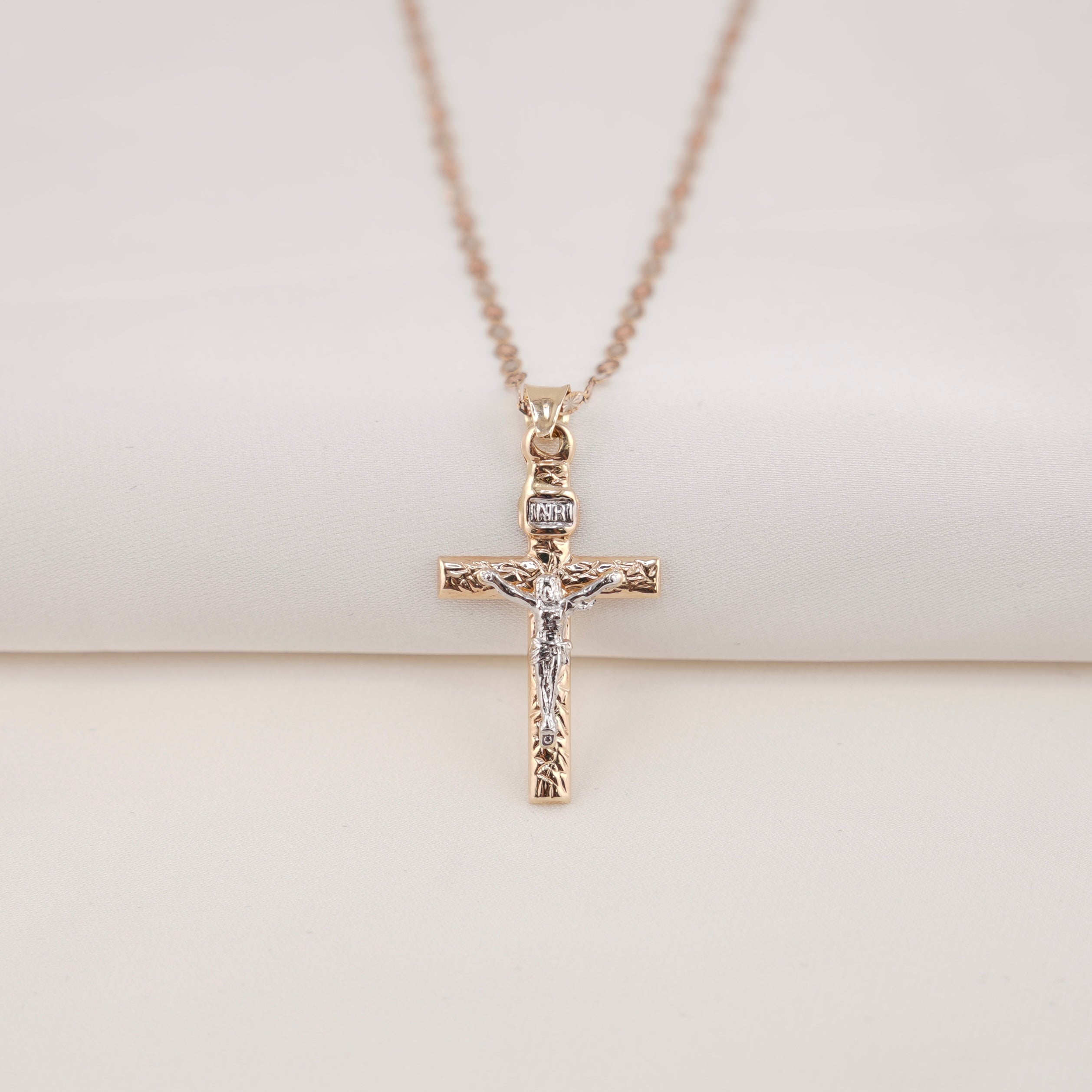 14k Gold Cross Chain Set