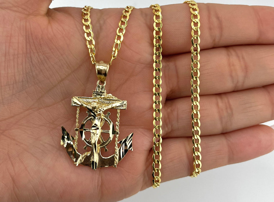 14k Gold Small Jesus Anchor