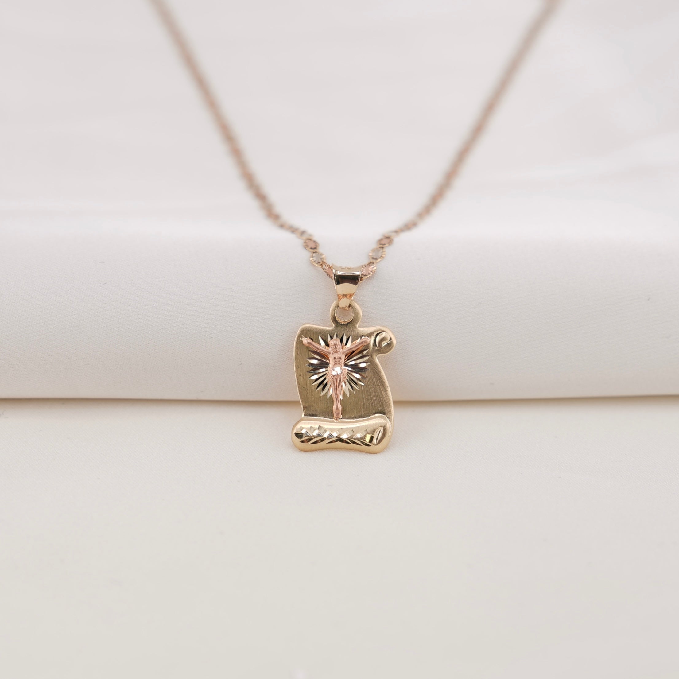 14k Gold Jesus Chain Set