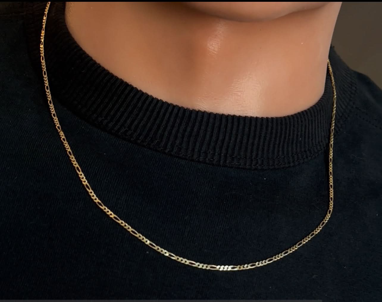 14k Gold Hollow Figaro Chain 2mm