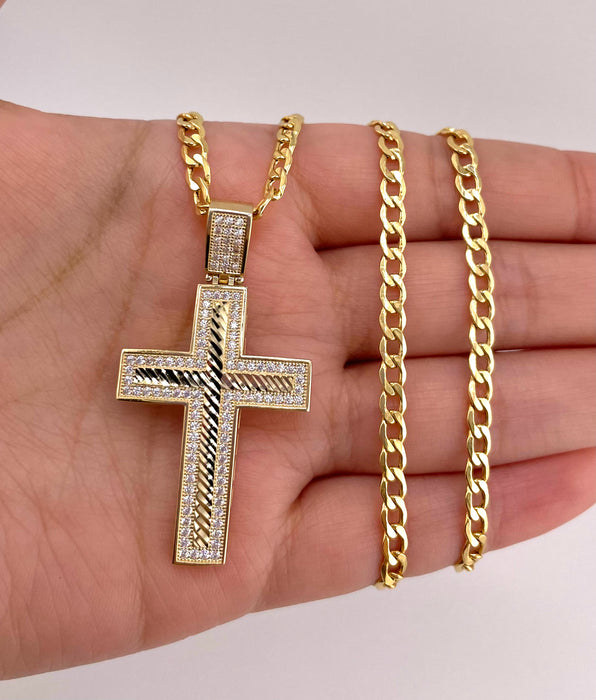 14k Gold Cross Chain Set CBP#23