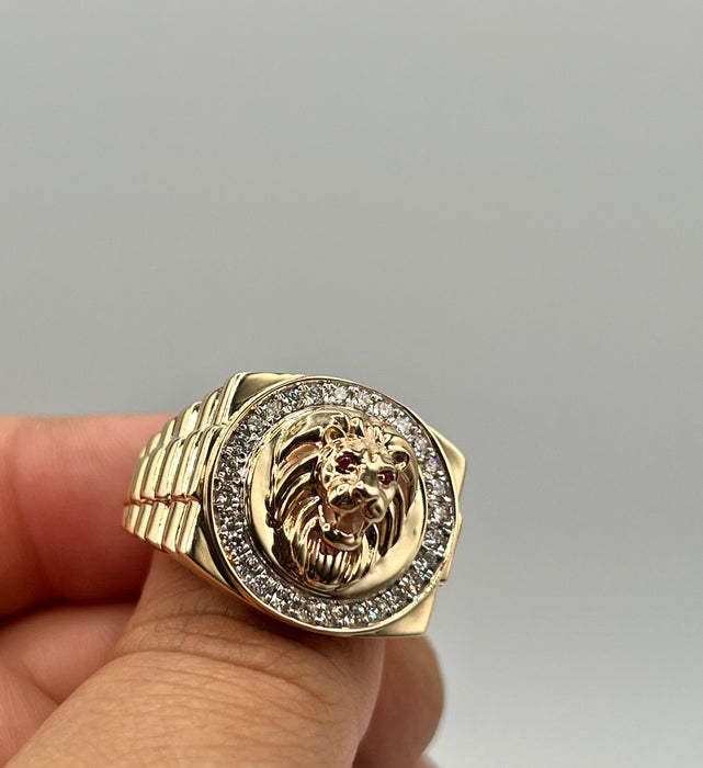 10k Gold Diamond Lion Ring
