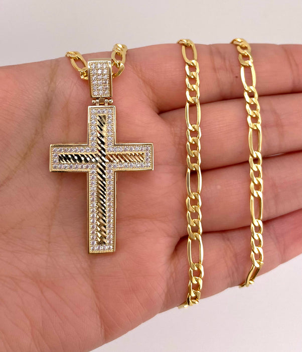 14k Gold Cross Chain Set CBP#23