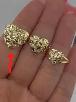 14k Gold Large Nugget Heart Women’s Ring MR13