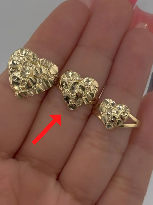 14k Gold Medium Nugget Heart Women’s Ring