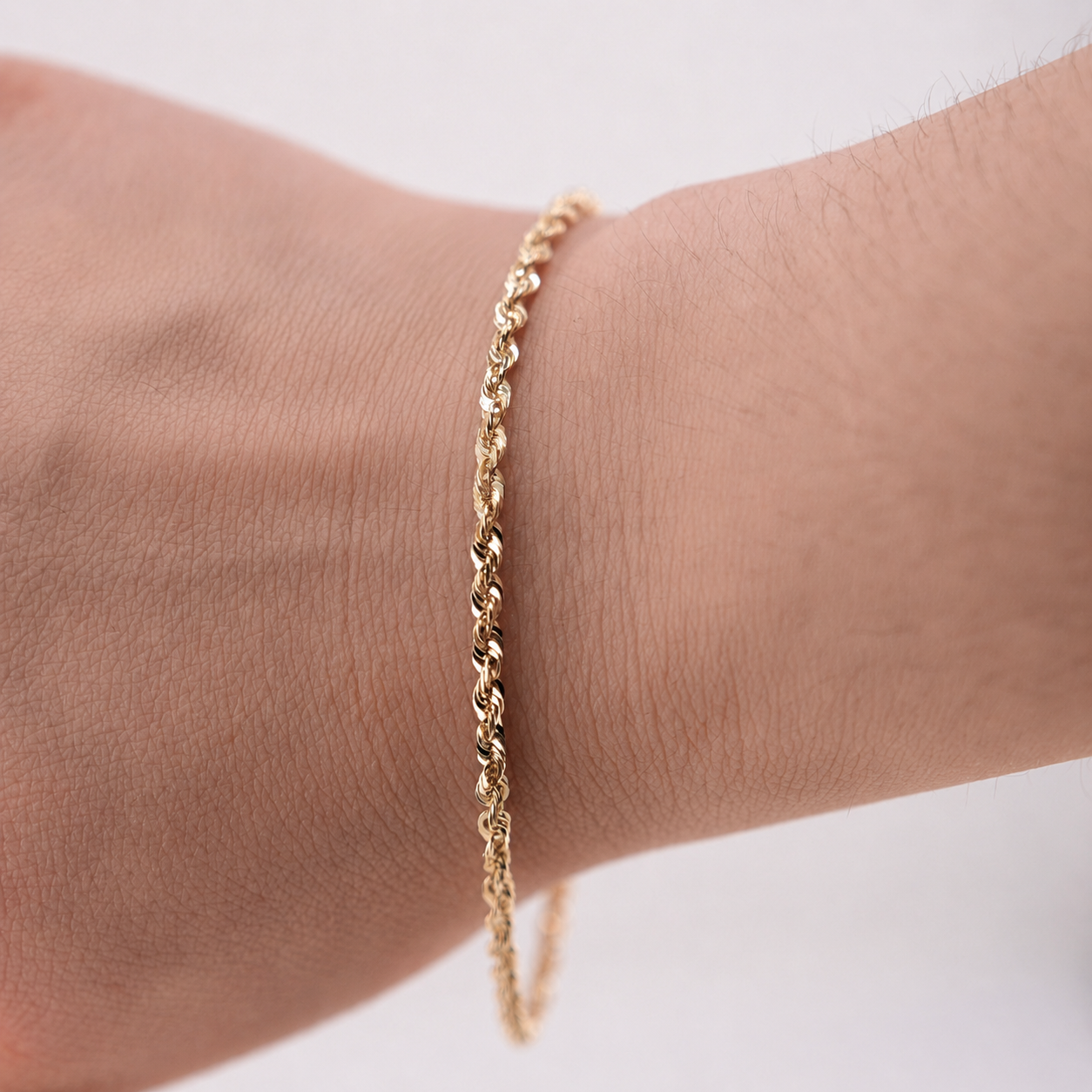 14k Gold Solid Rope Bracelet 2.7mm